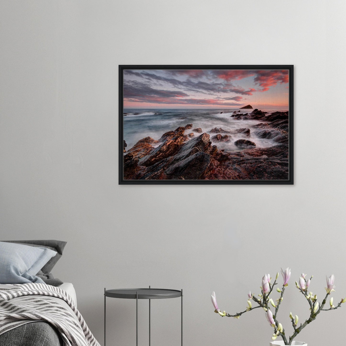 Framed canvas of Wembury Beach in Plymouth, Devon at sunset