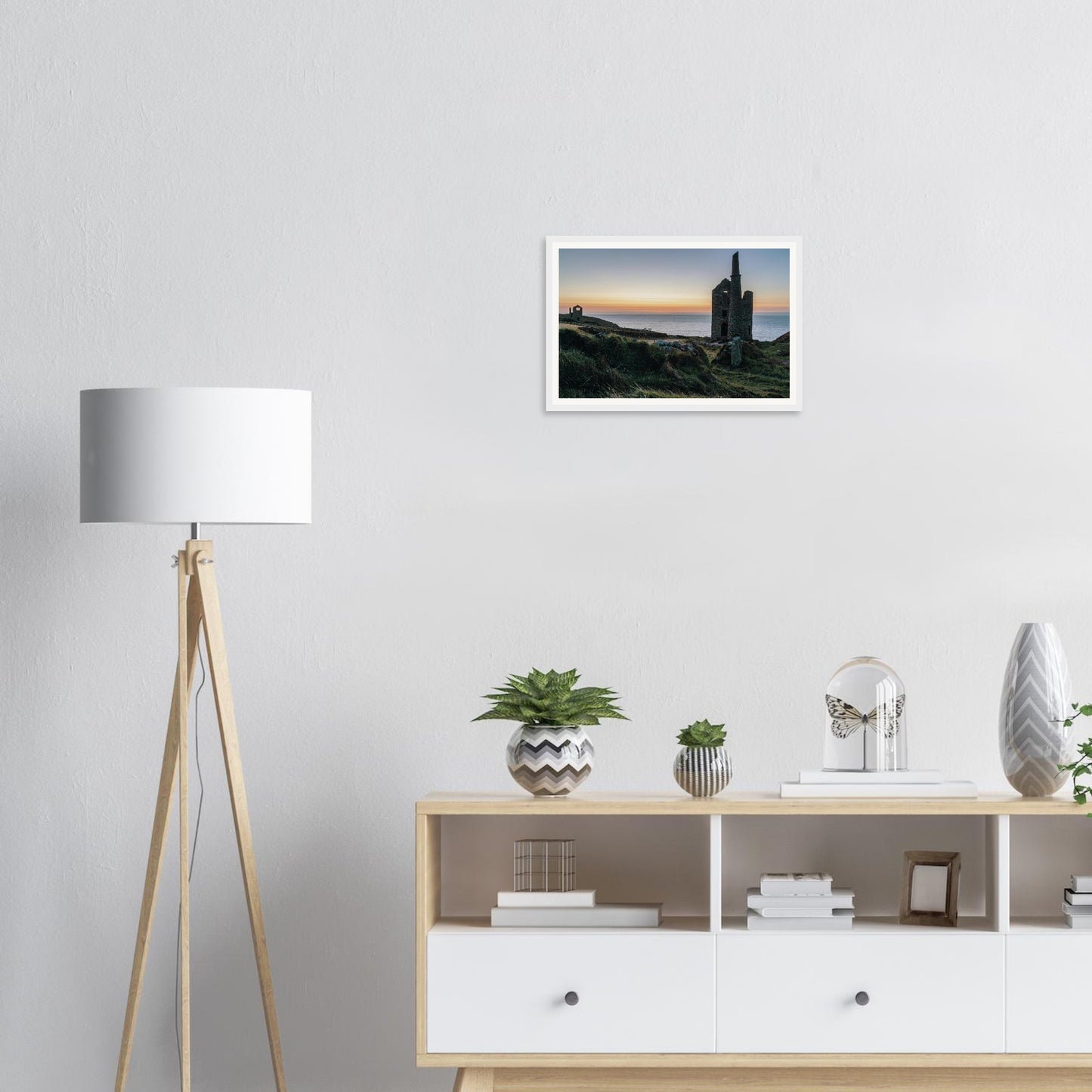 Atmospheric Wheal Owles framed wall art in evening glow