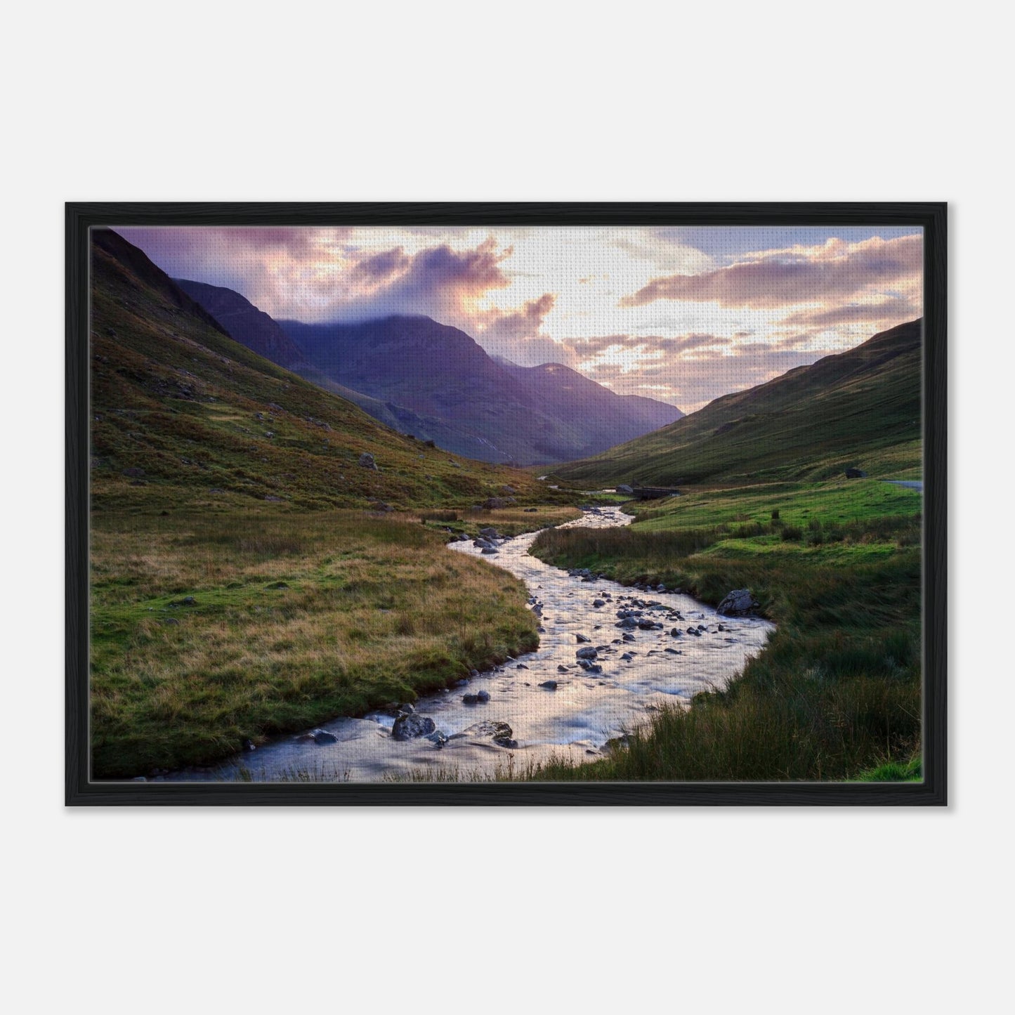Rolling hills bathed in golden light at Honister Pass wall art
