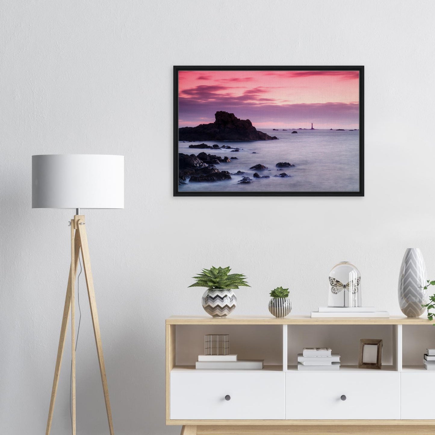 Guernsey sunset harmony of sea, sky, and lighthouse in canvas