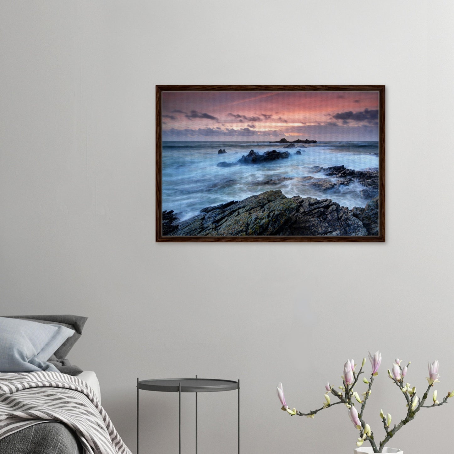 Coastal canvas print of Heybrook Bay during golden hour