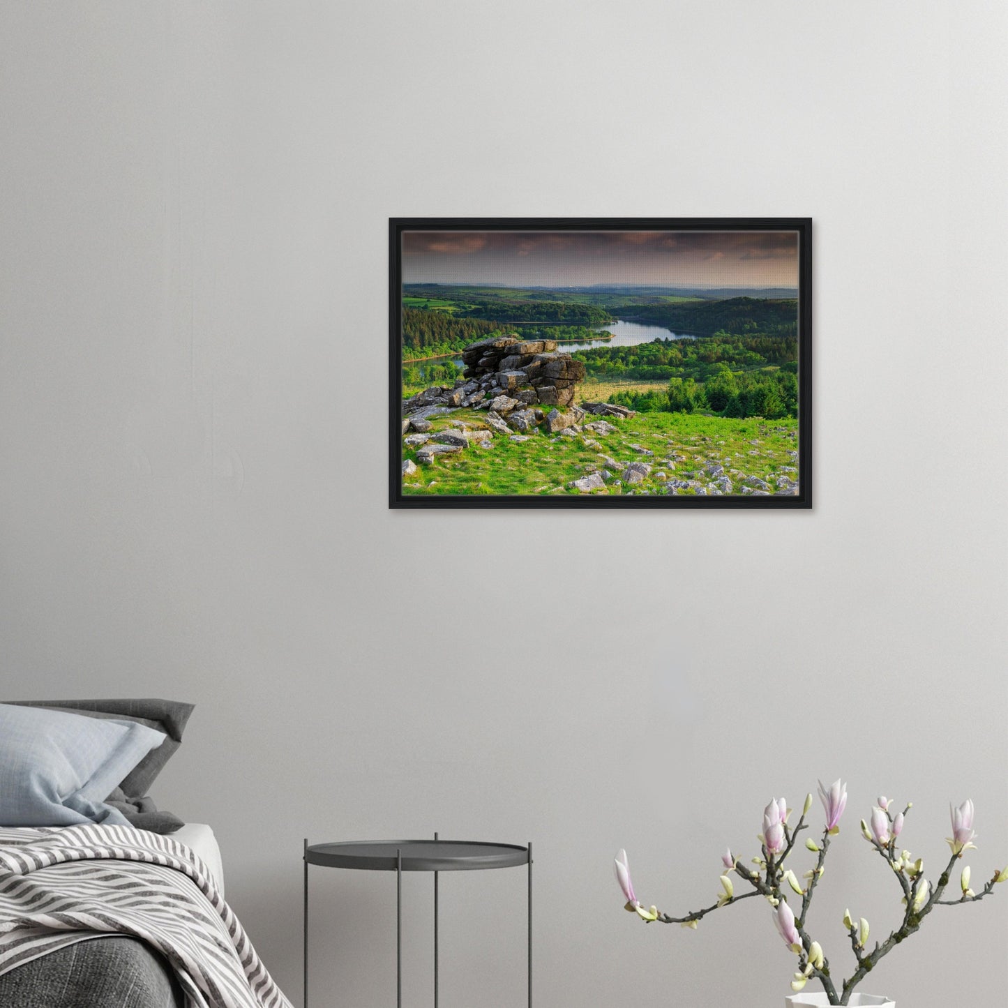 Granite rock formation of Leather Tor in Dartmoor wall art