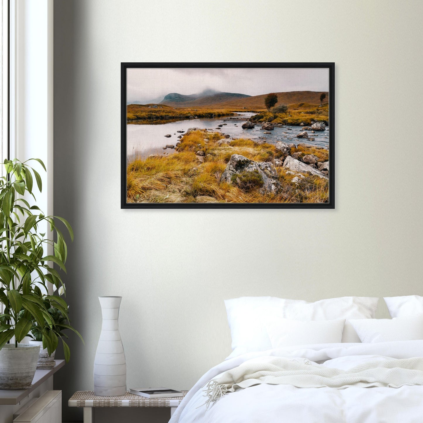 Rannoch Moor canvas art with reflective loch
