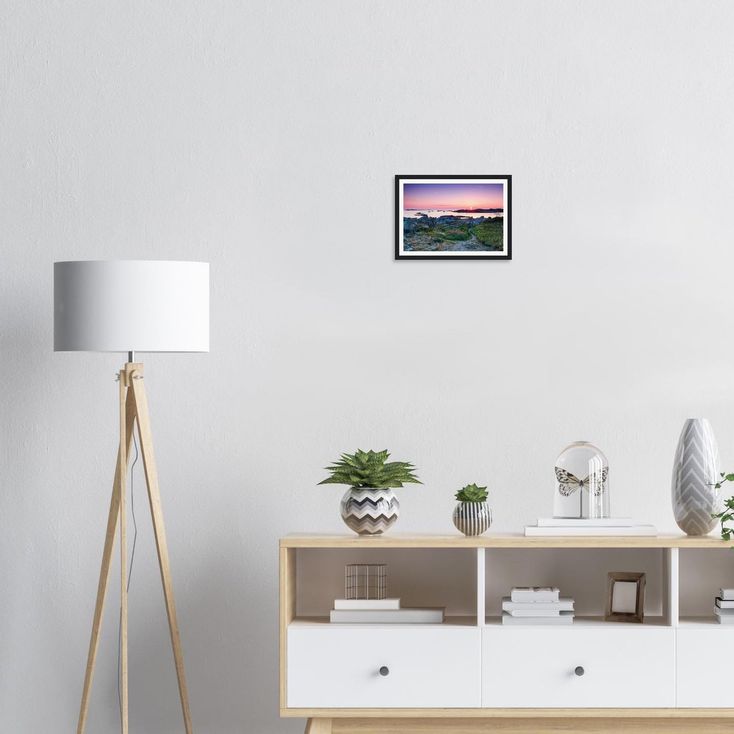 Tranquil framed wall art of Lihou Island path at sunset