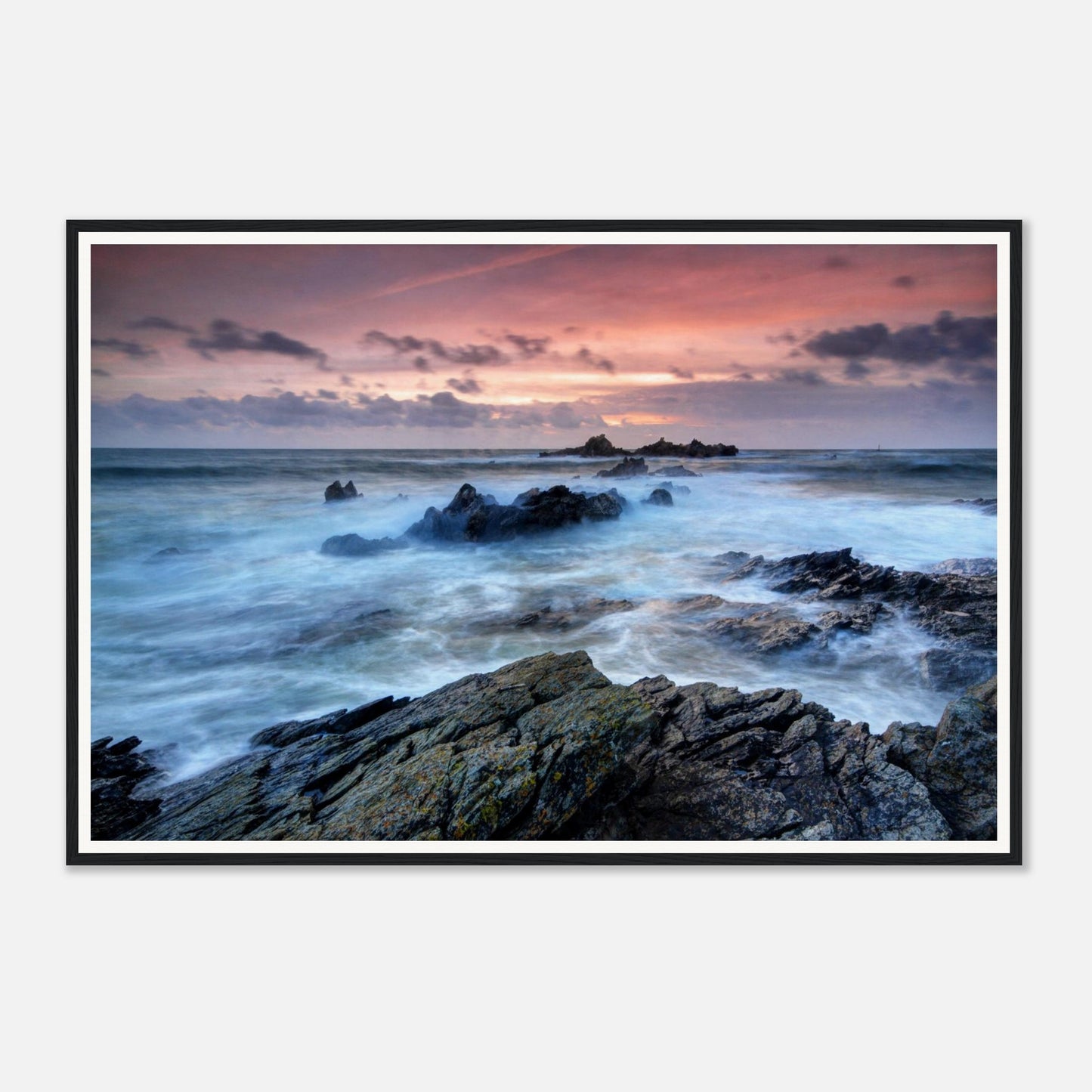 Fiery red and orange sunset sky above Heybrook Bay