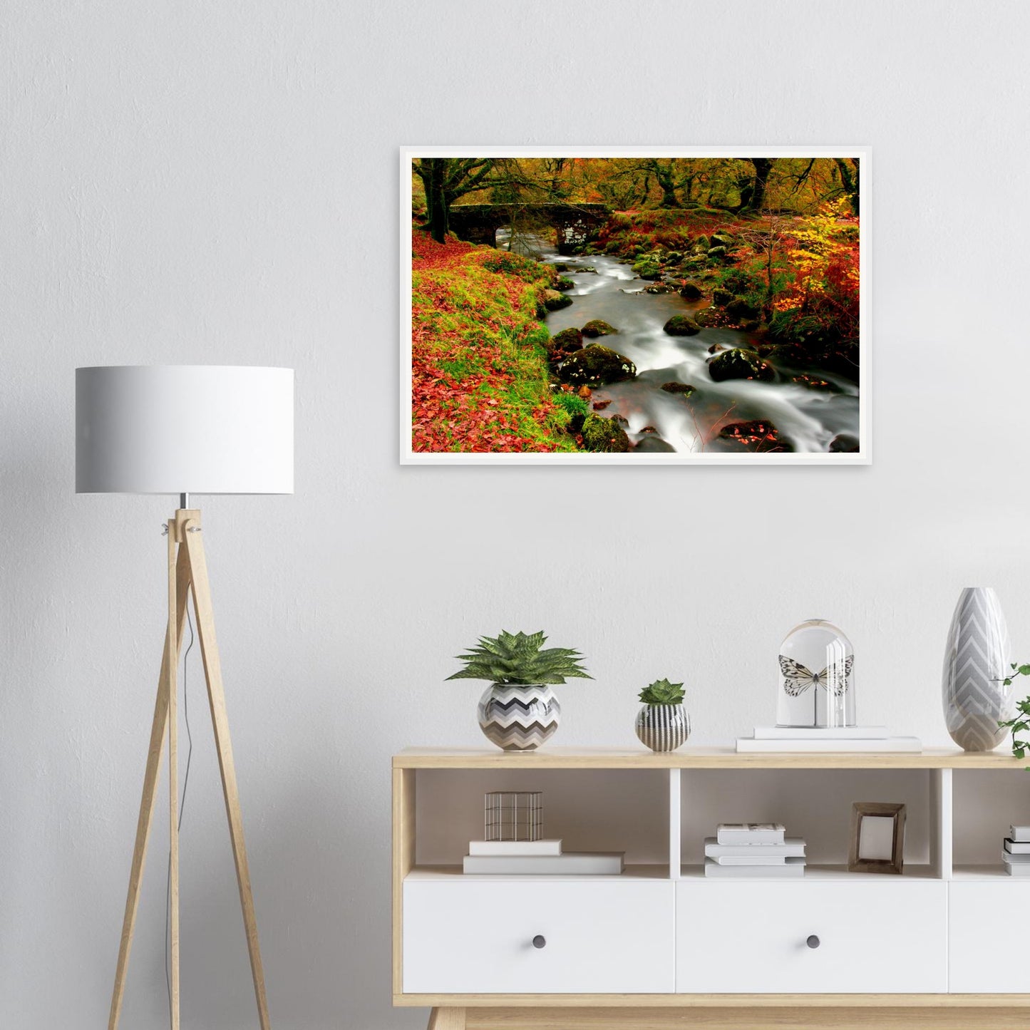 Autumn tapestry of colours at Burrator Reservoir framed print