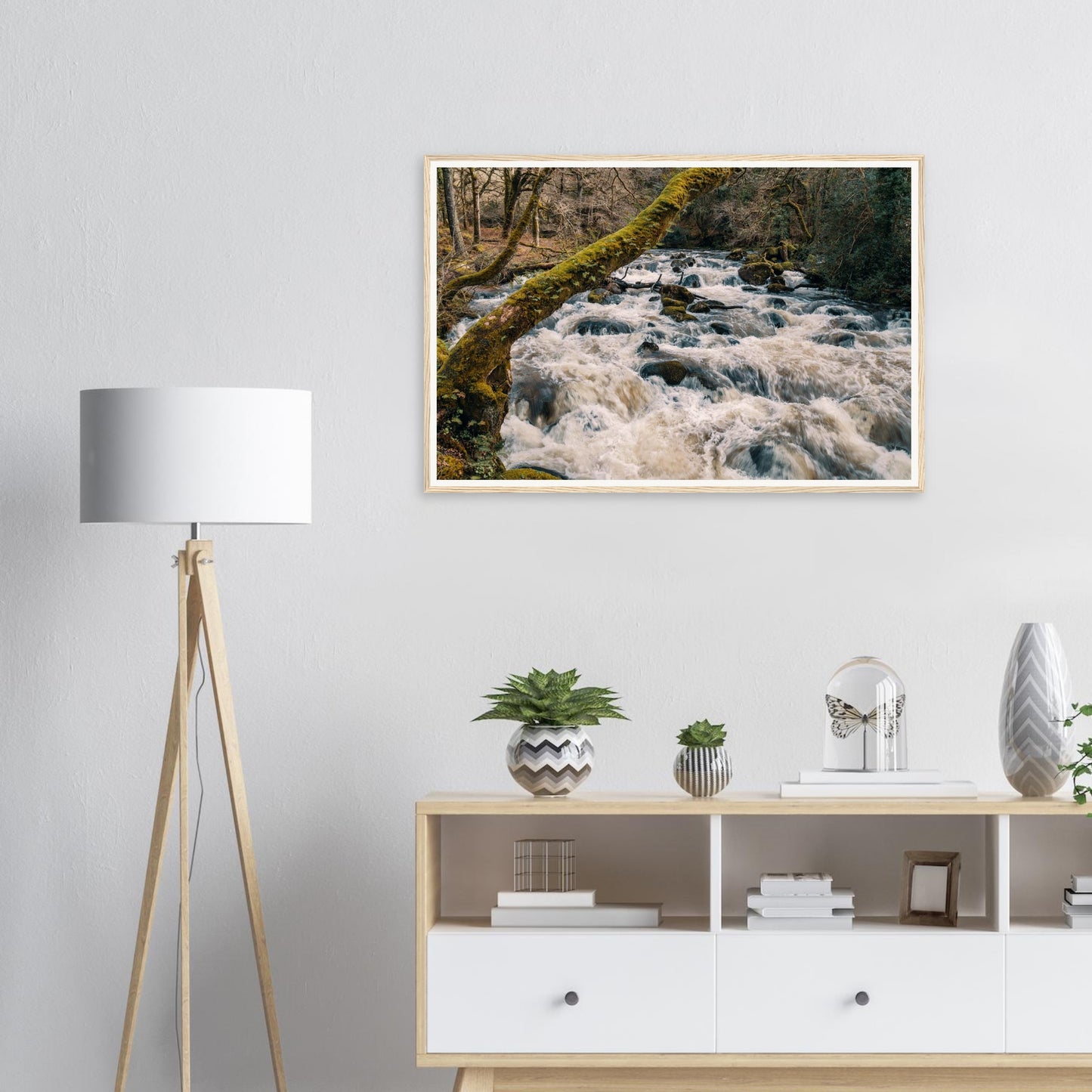Scenic framed wall art of River Plym rushing water in Devon