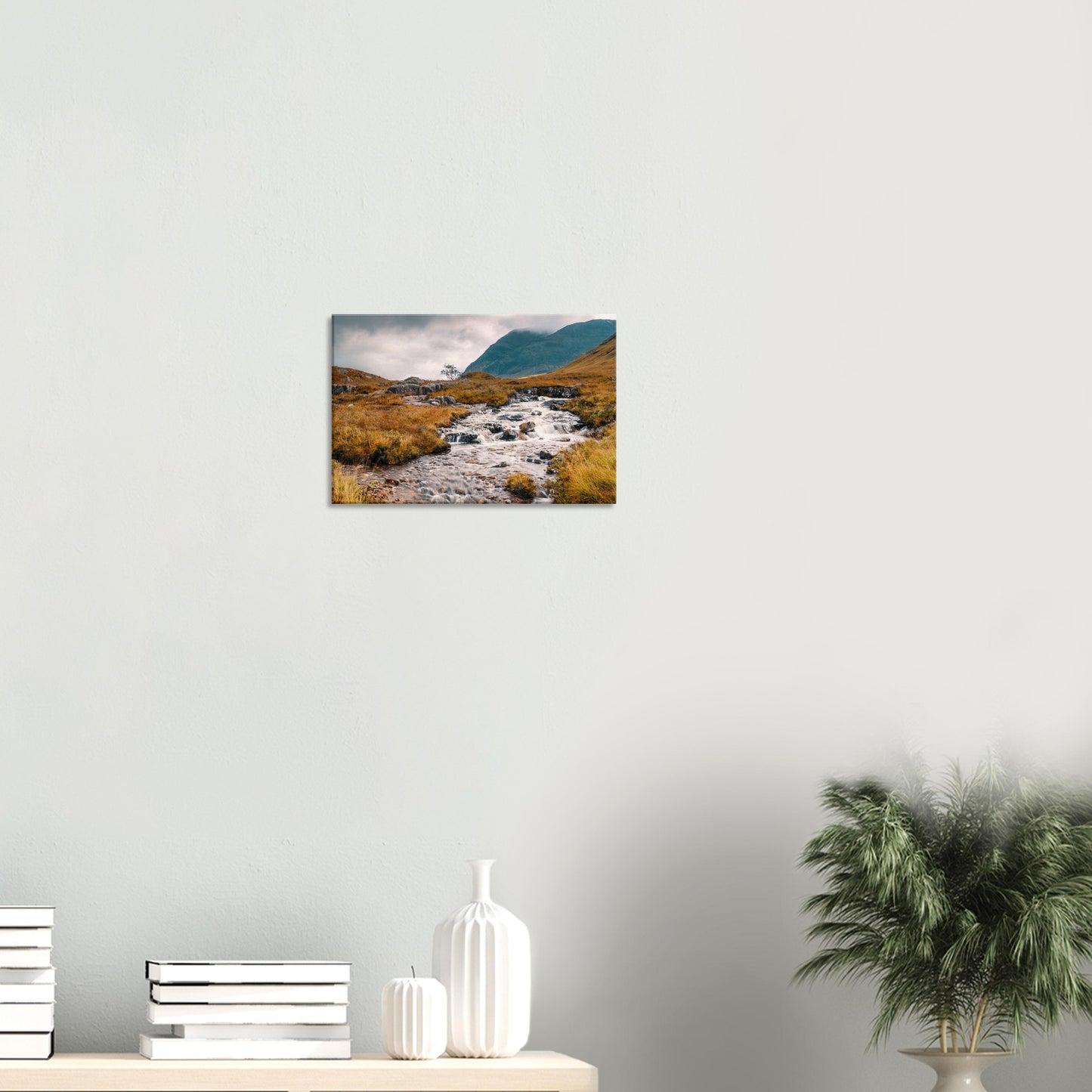 Highland waterfall and rugged terrain in Glencoe wall art