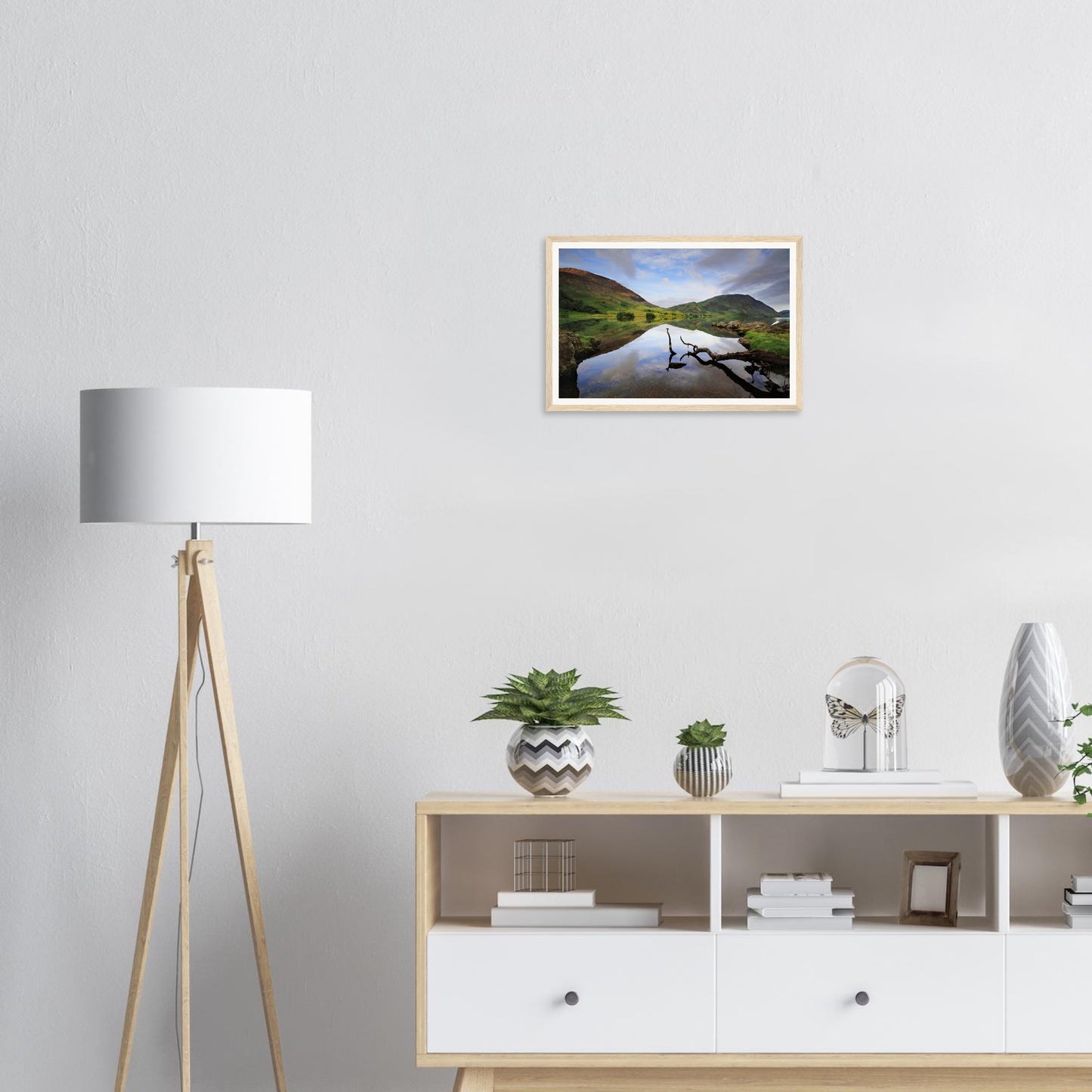 Lake District National Park framed print of reflective Crummock Water