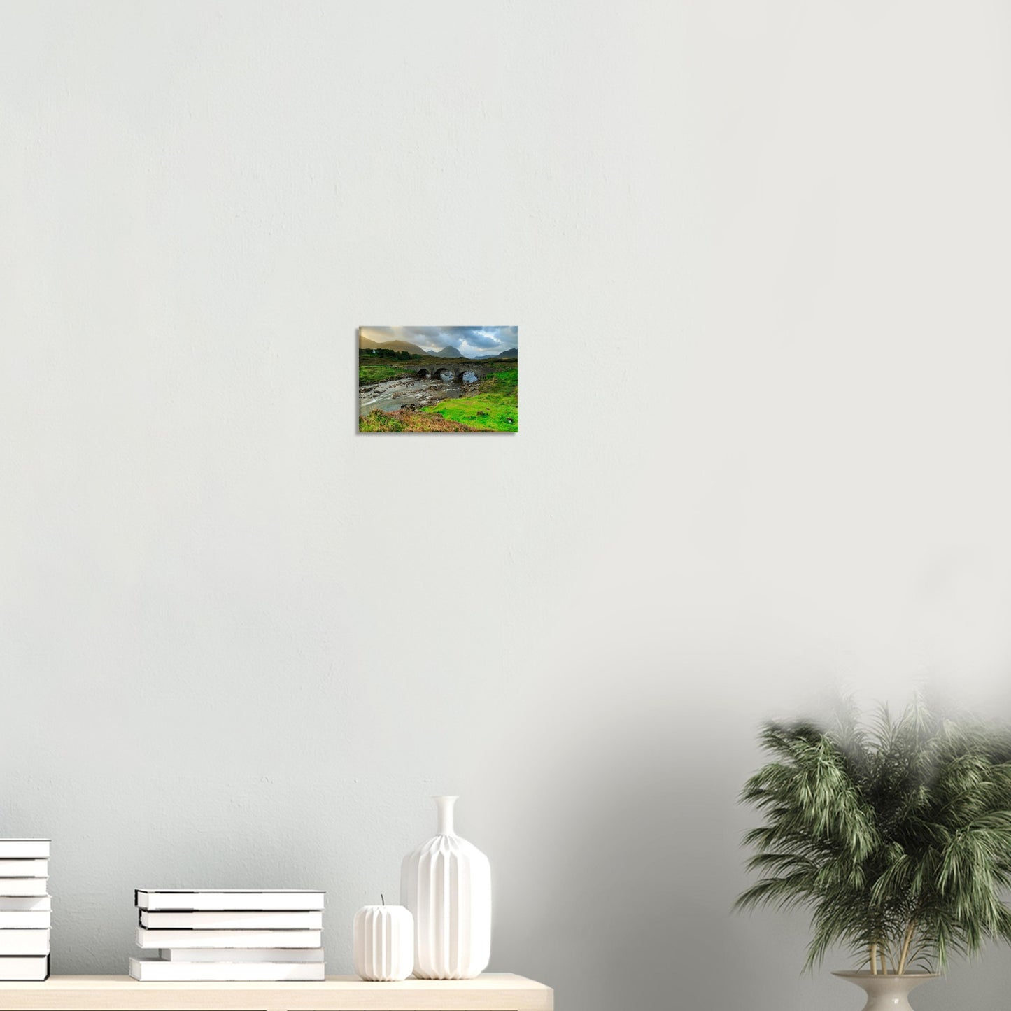 Picturesque view of Sligachan Bridge on canvas, where heritage architecture meets wild Highland beauty.
