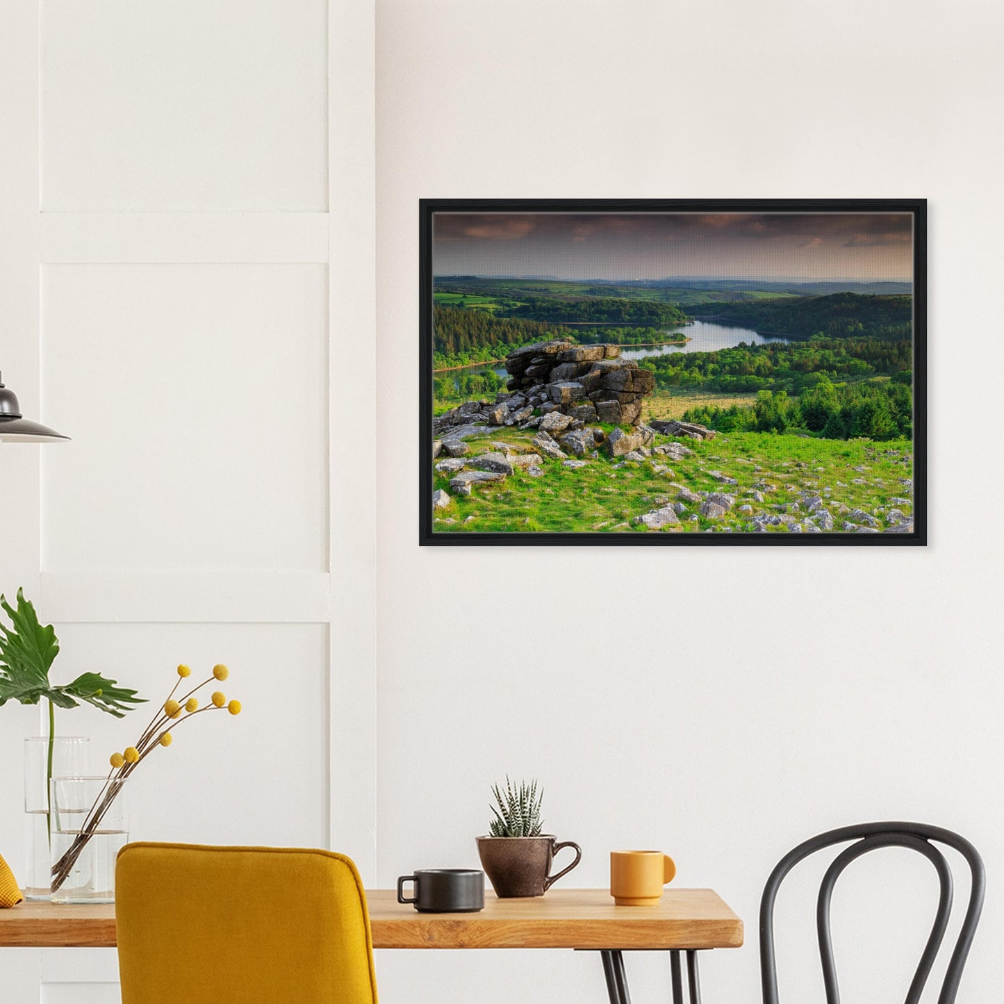 Framed artwork capturing depth and texture of Dartmoor vista