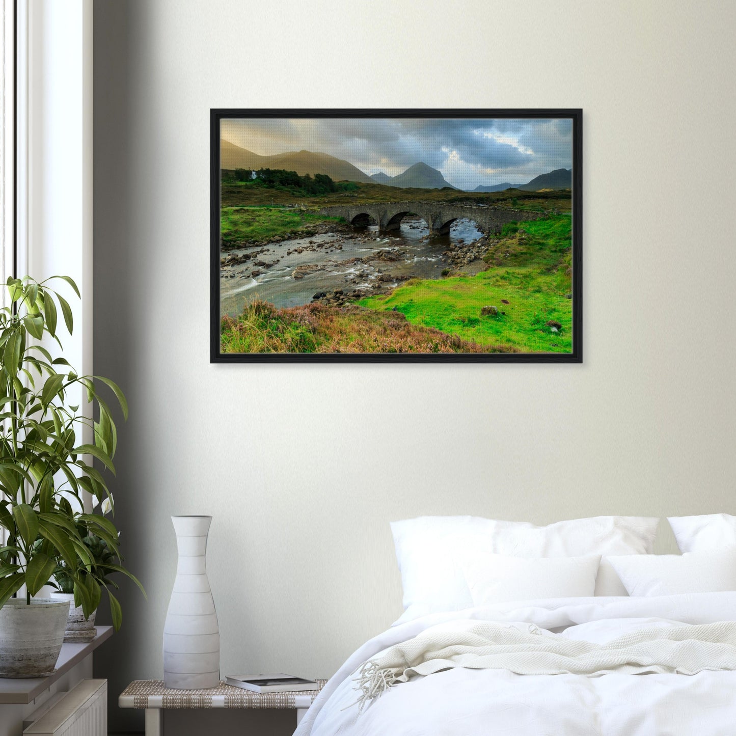 Classic Scottish landscape with Sligachan and misty Cuillins