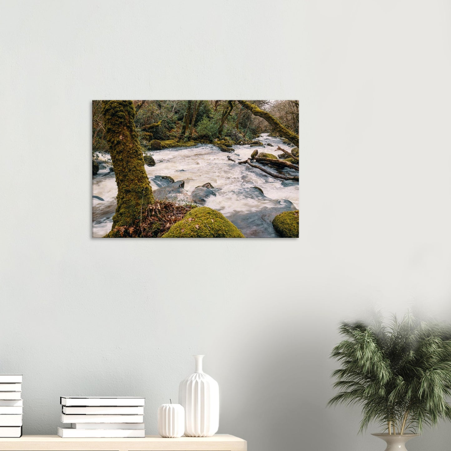 Turbulent river surrounded by Dartmoor’s rugged and wild terrain