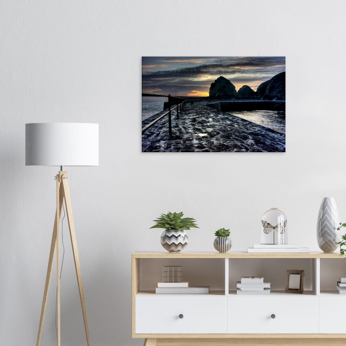 Sunset tones and Cornish harbour serenity in fine art print