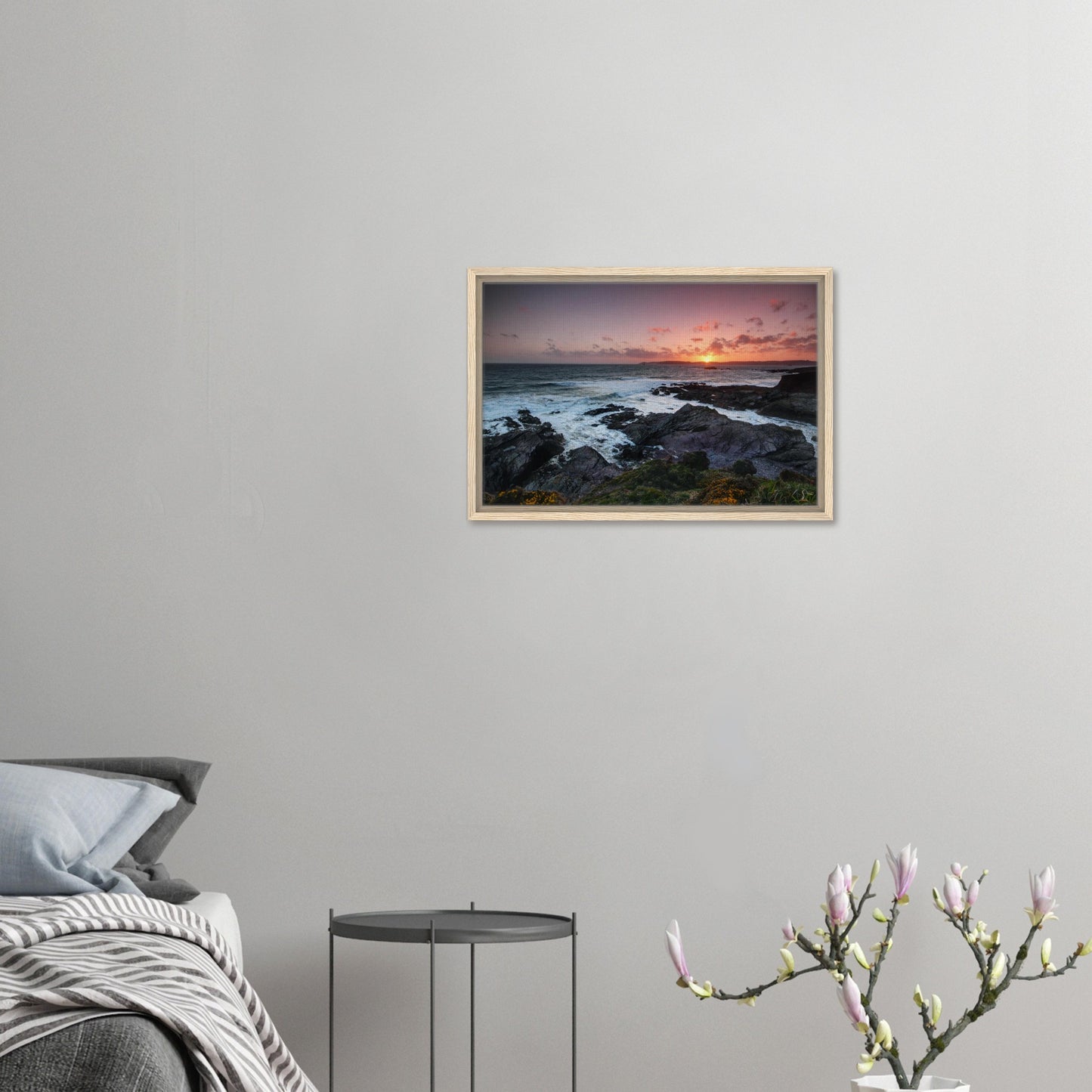 Serene end-of-day light at Heybrook Bay in framed canvas print