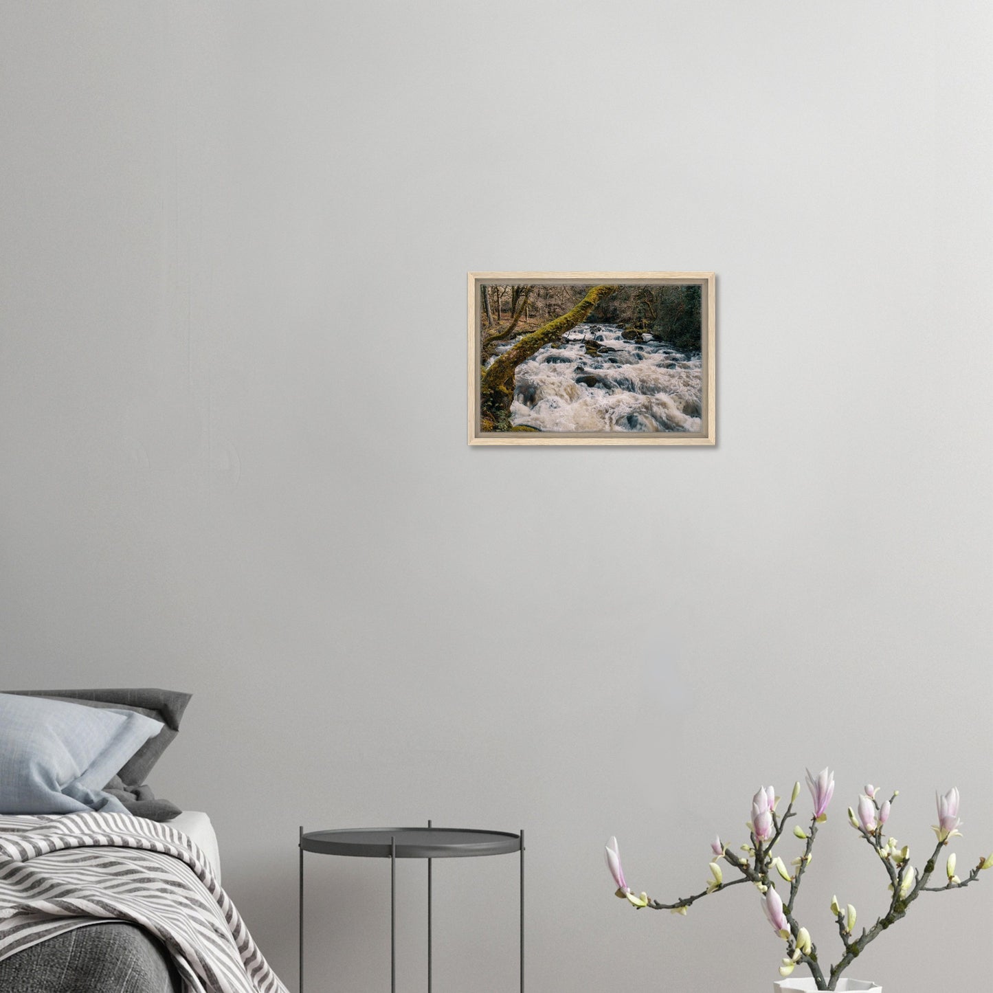Framed artwork of River Plym’s rapids in Dartmoor woods