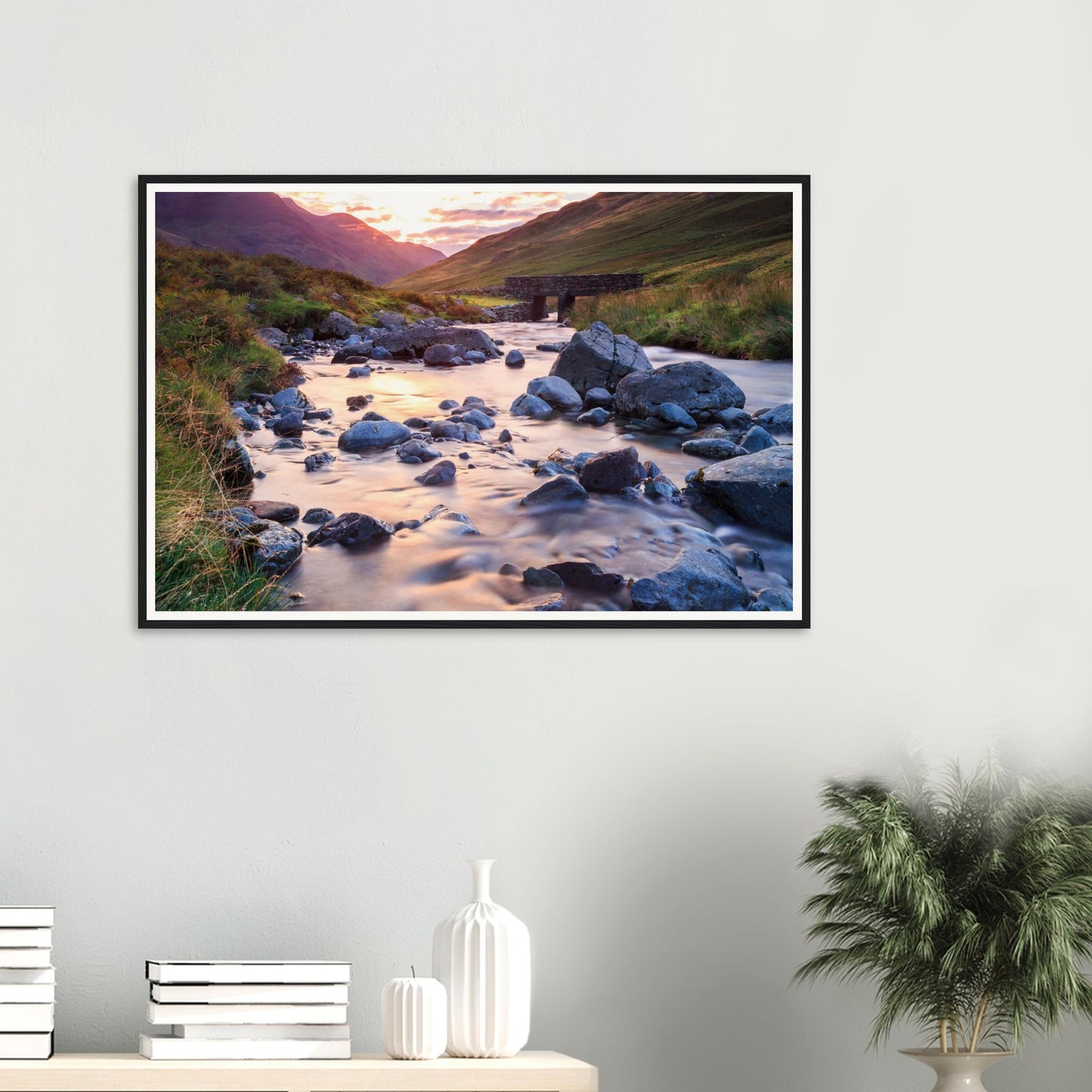 Rugged mountains of Honister Pass at golden hour framed print