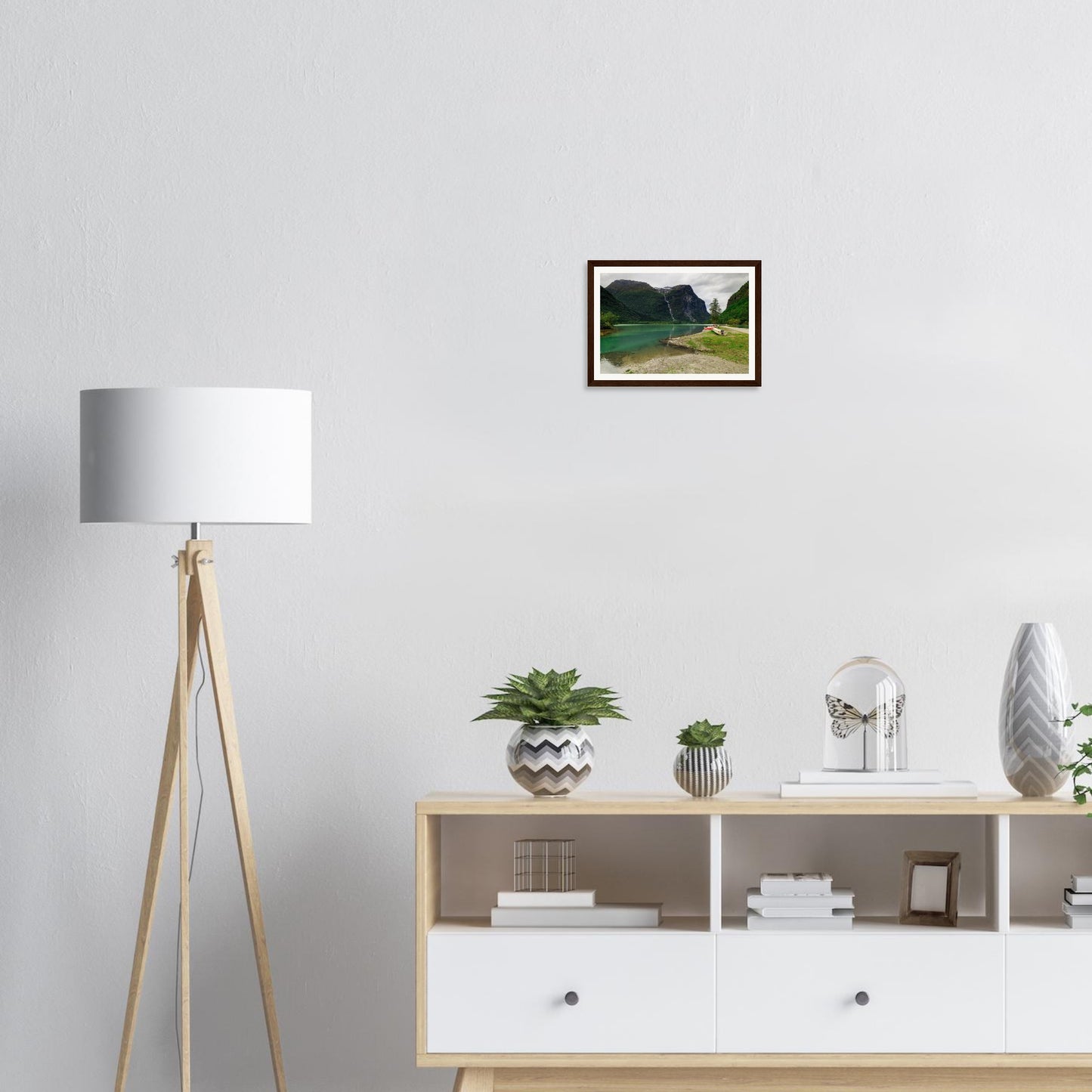 Atmospheric framed wall art of Mount Ramnefjell Norway