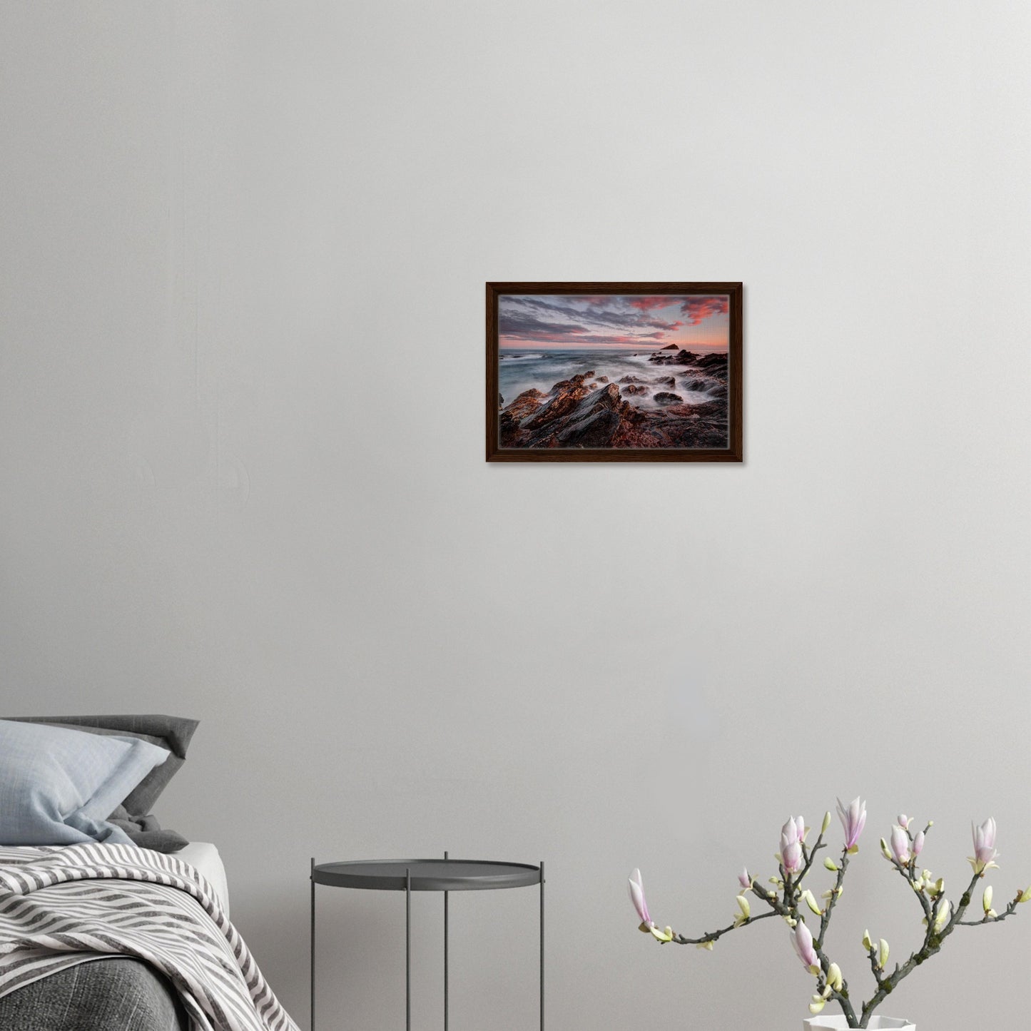 Framed wall art of Wembury Beach sunset in South Devon