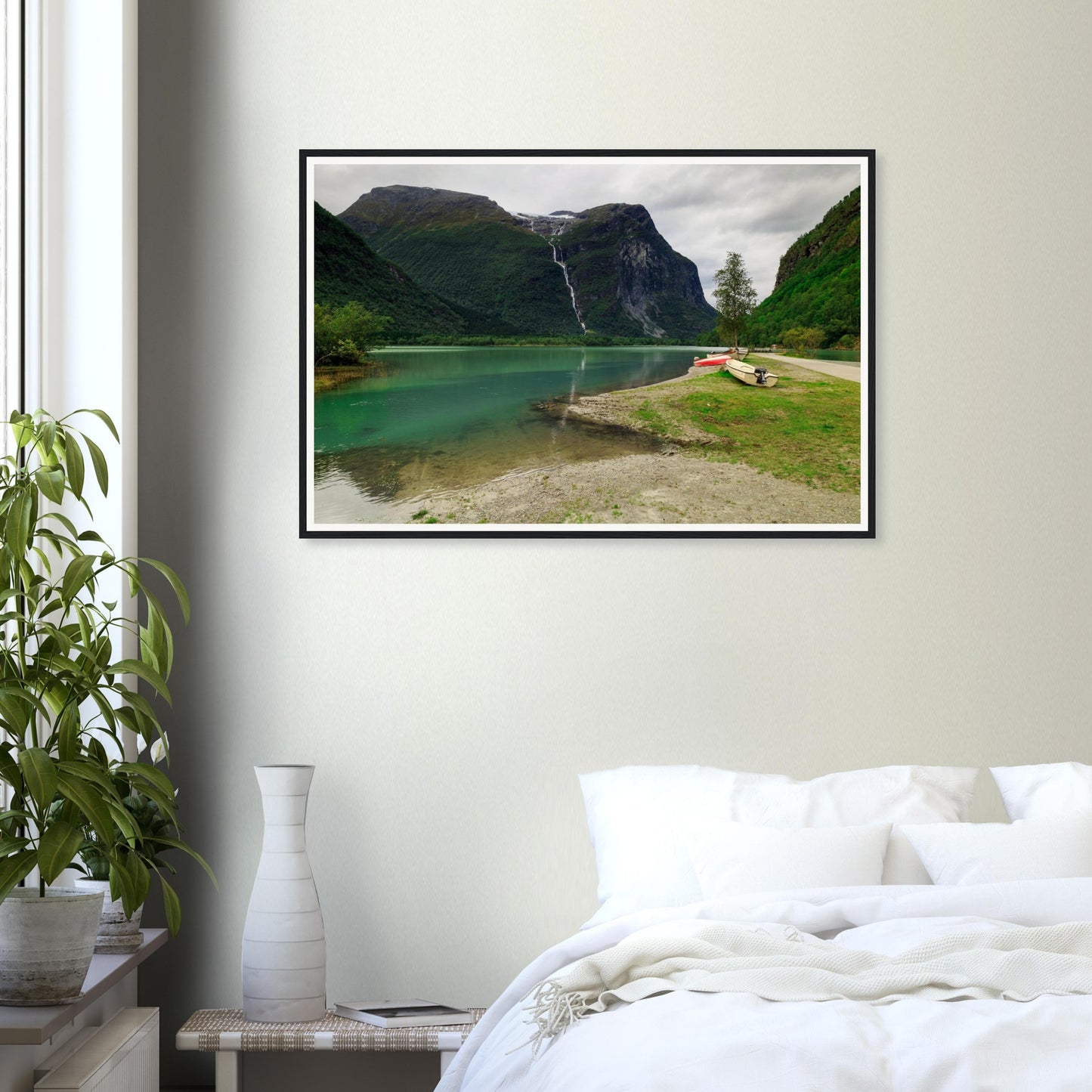 Scenic Norwegian framed print of Utigardsfossen Waterfall beauty