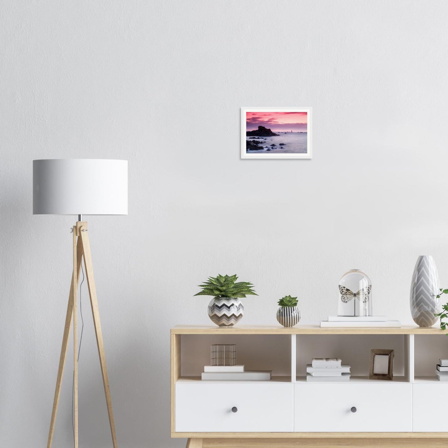 Scenic framed wall art of Guernsey coastline during golden hour