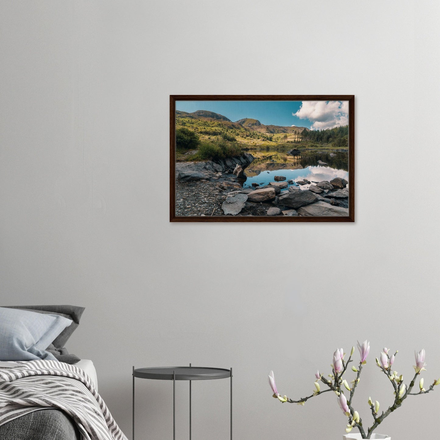 Canvas art of peaceful lake and sky reflection