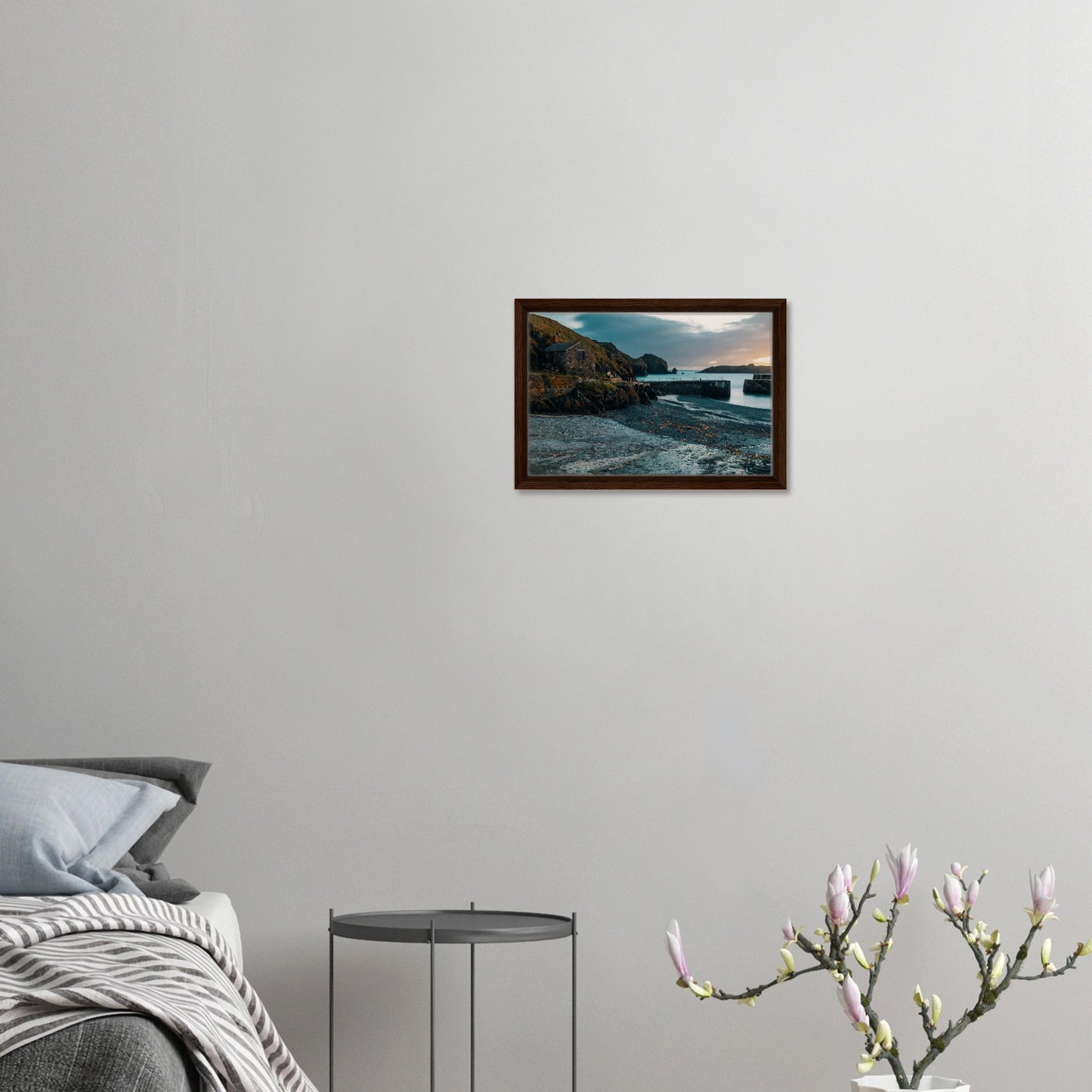 Serene framed canvas of Cornish evening scene