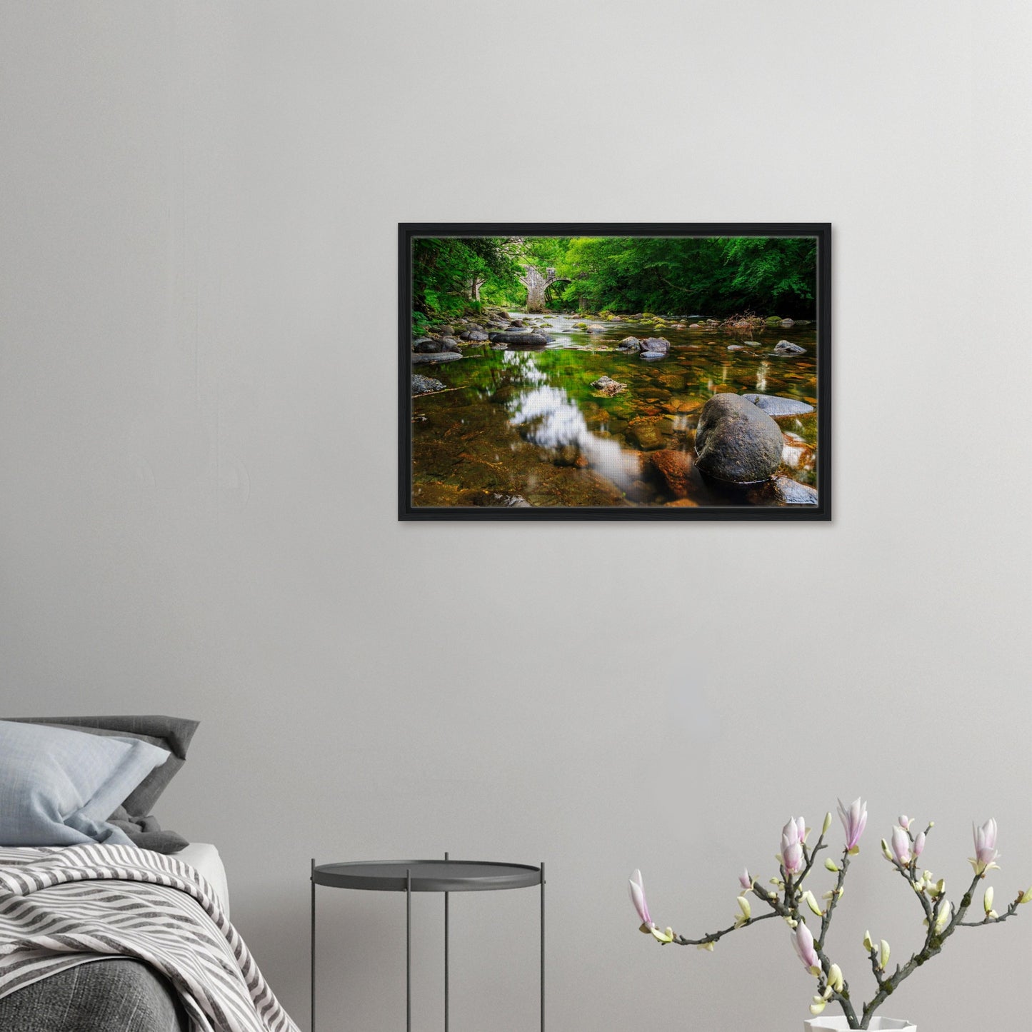Scenic River Dart flowing under Newbridge in wall art