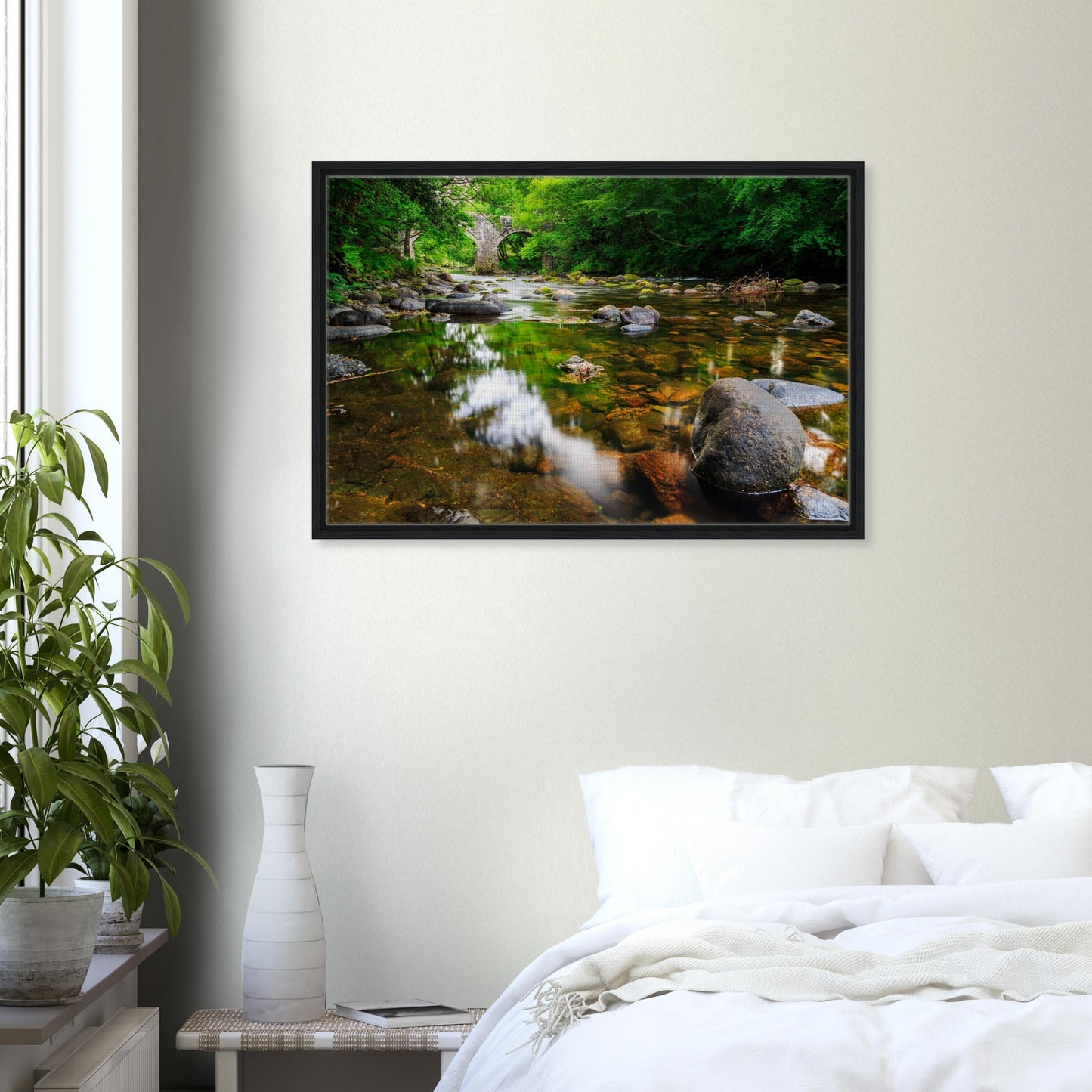 Newbridge and River Dart landscape print with light and shadow