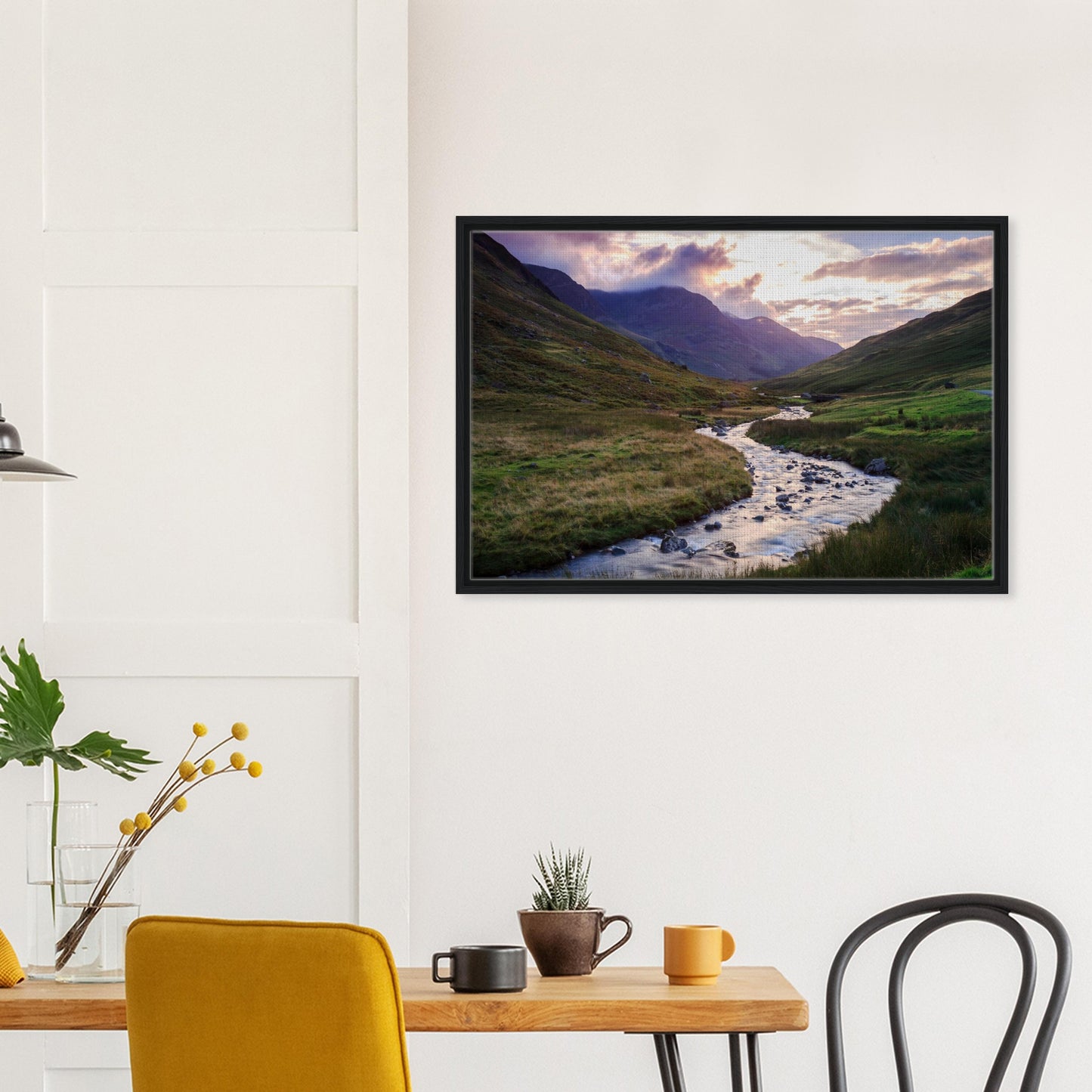 Peaceful mountain scene from Honister Pass in golden light