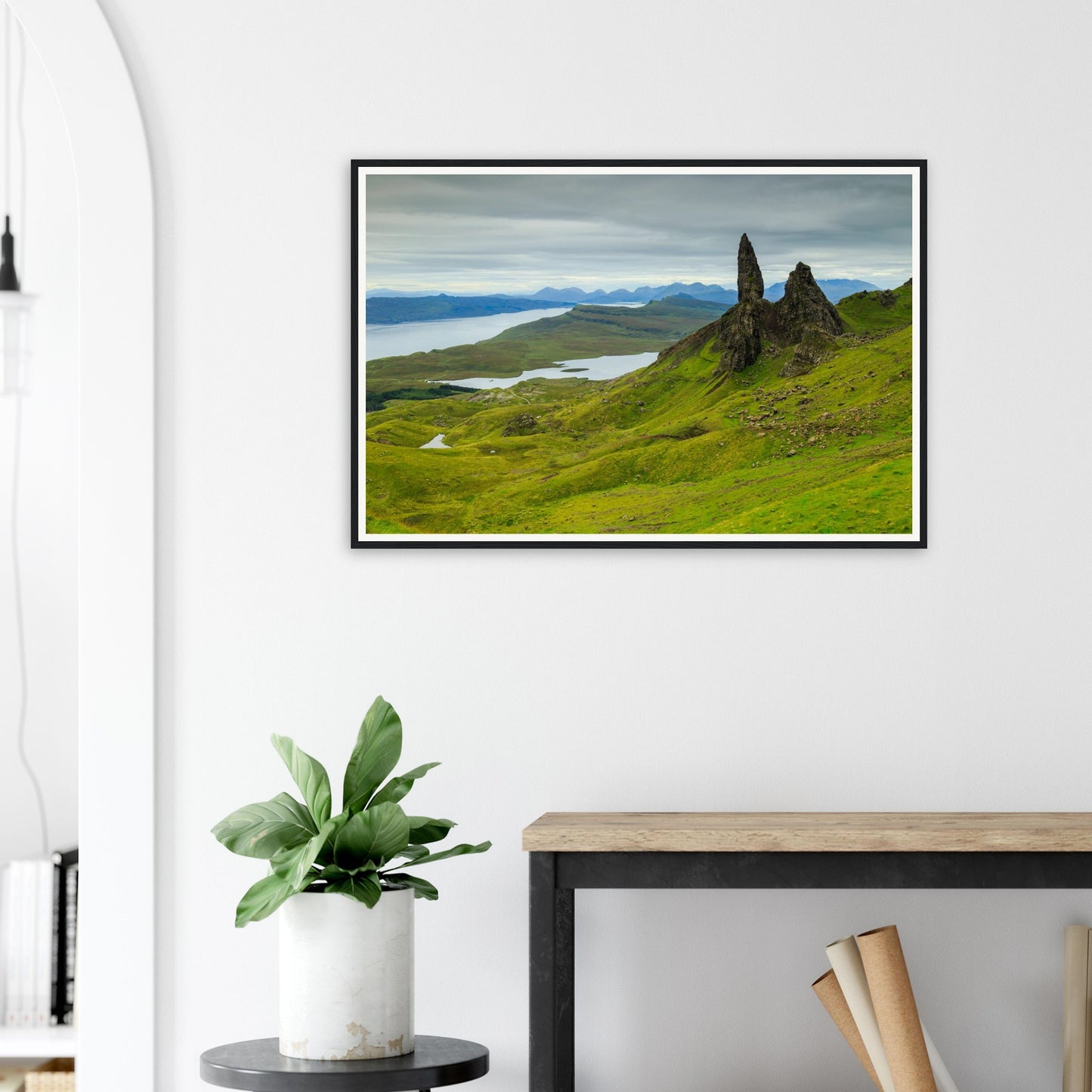 Scenic framed wall art of Skye’s iconic Old Man of Storr at dusk