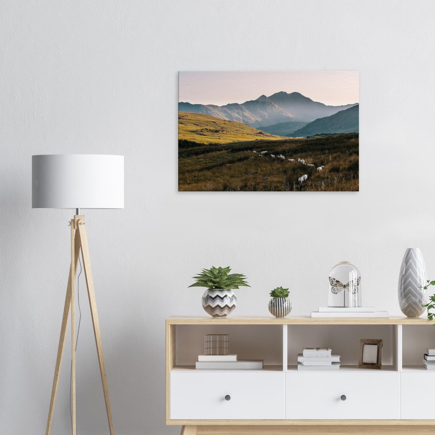Canvas print of Welsh countryside serenity at sunset
