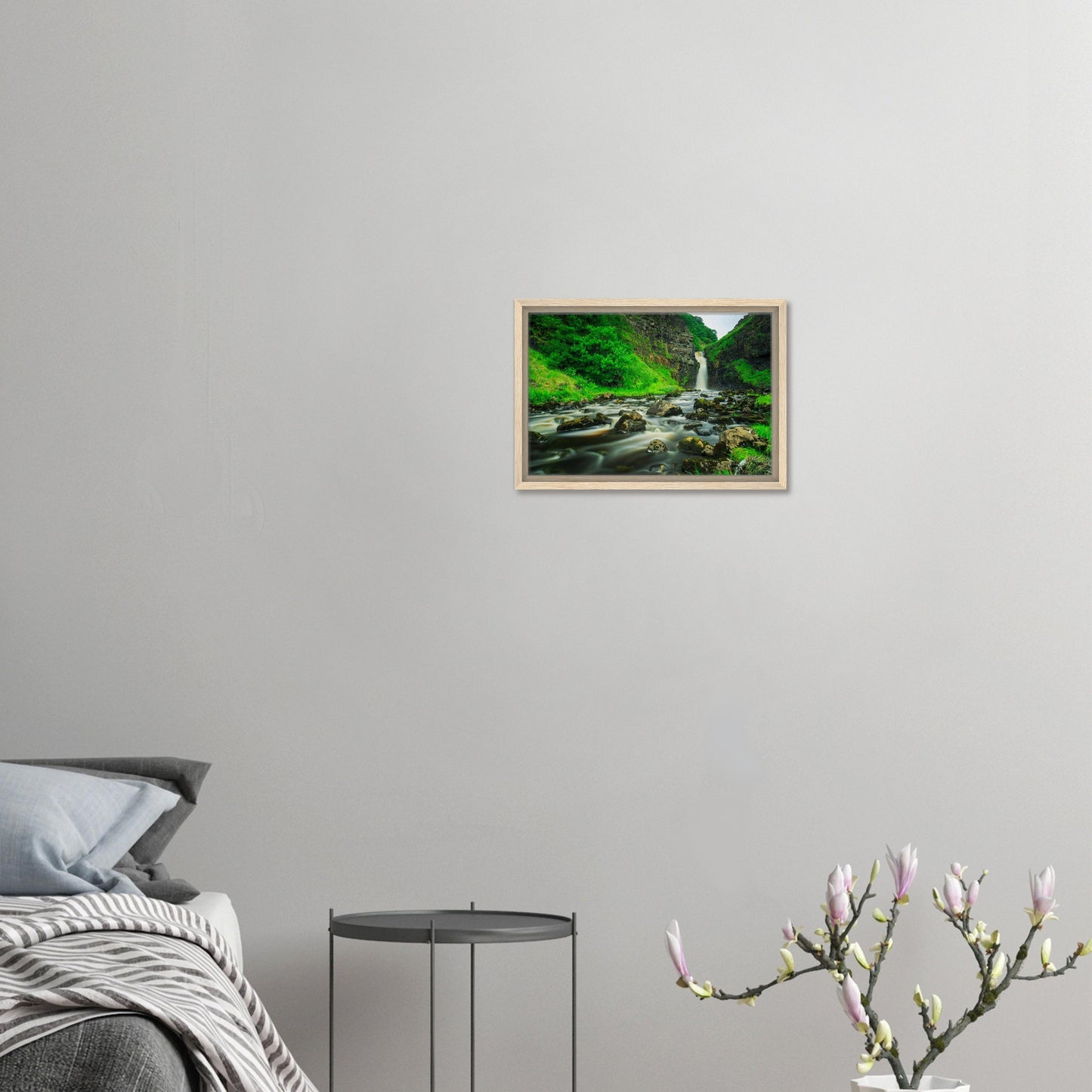 Framed wall art of Skye’s Lealt Falls with natural detail