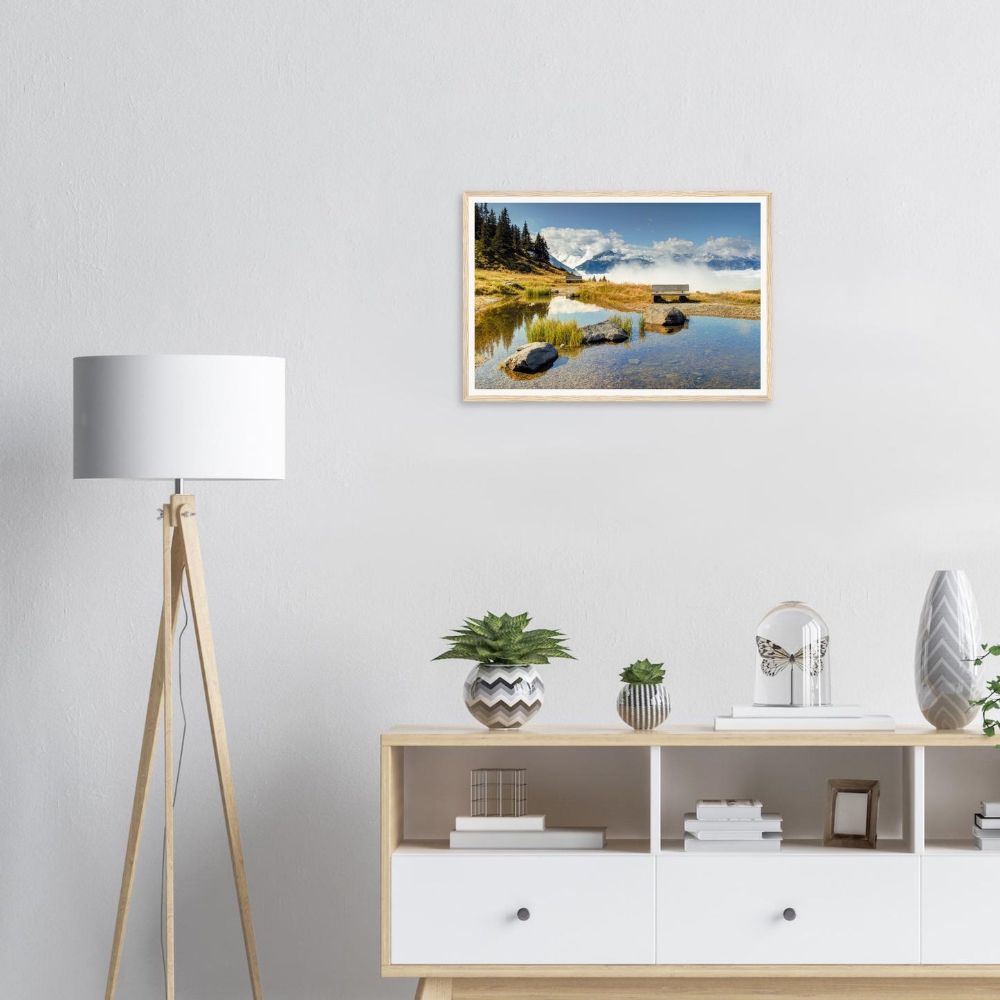 Clouds obscuring mountain bases in Panoramabahn framed wall art