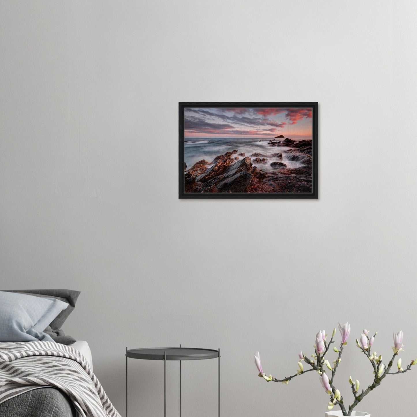 Long exposure seascape at Wembury with moving tide and rocks