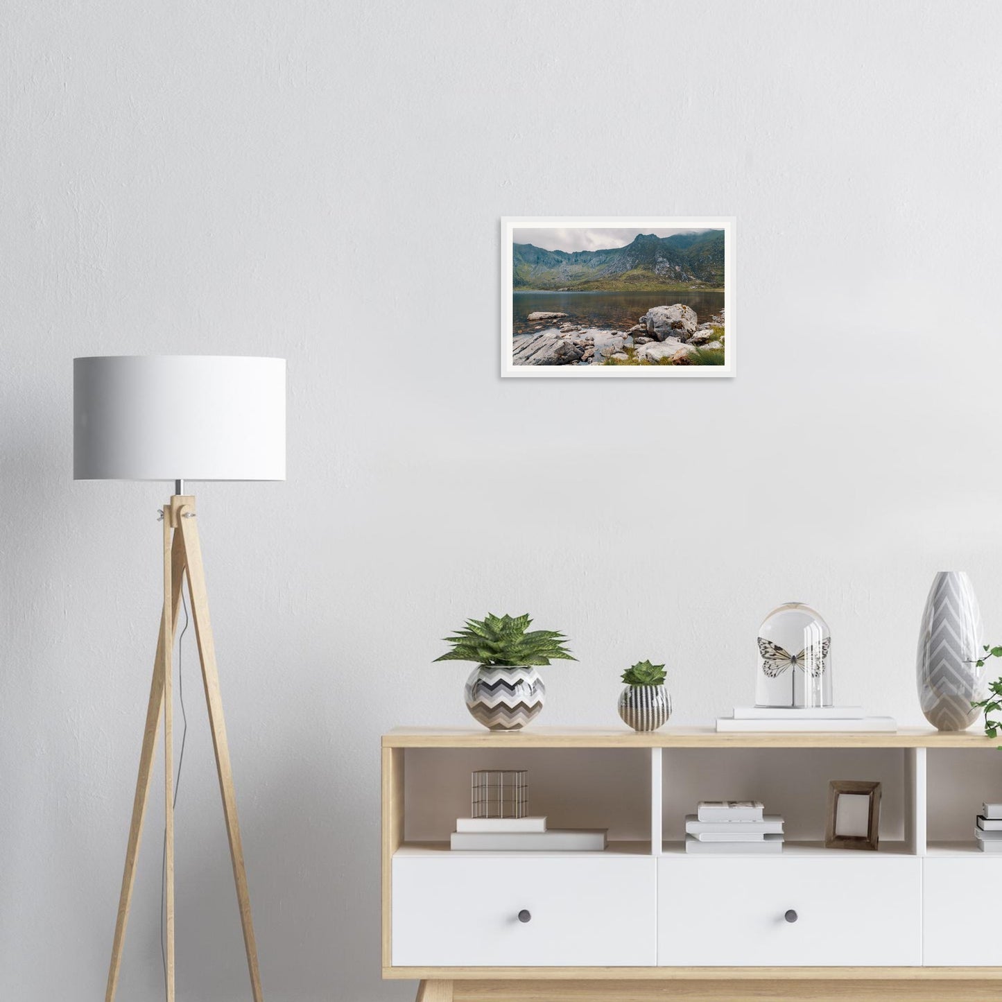 Scenic framed landscape wall art of Llyn Idwal in Wales