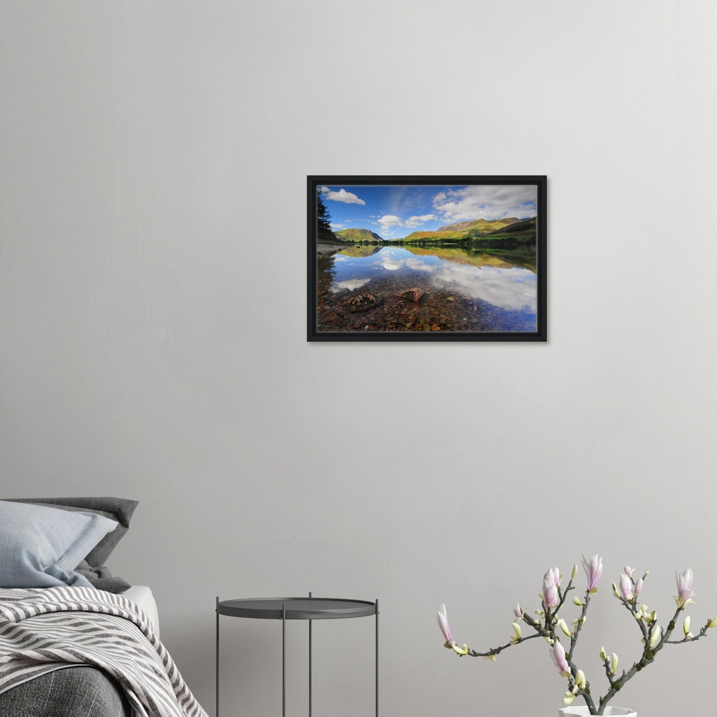 Clear lake waters and cloud reflections at Buttermere in canvas