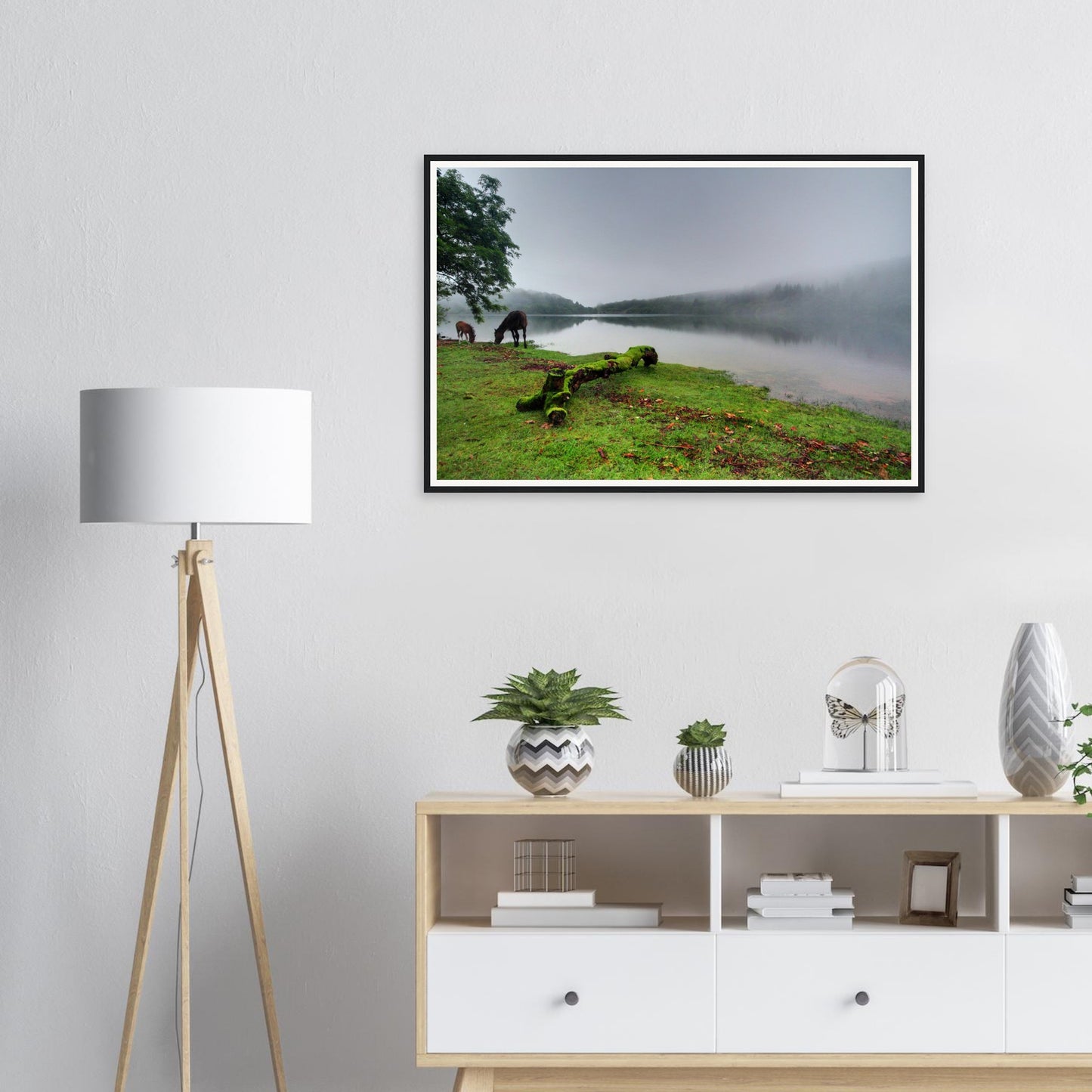 Framed print of Burrator Reservoir in Dartmoor National Park on a misty morning