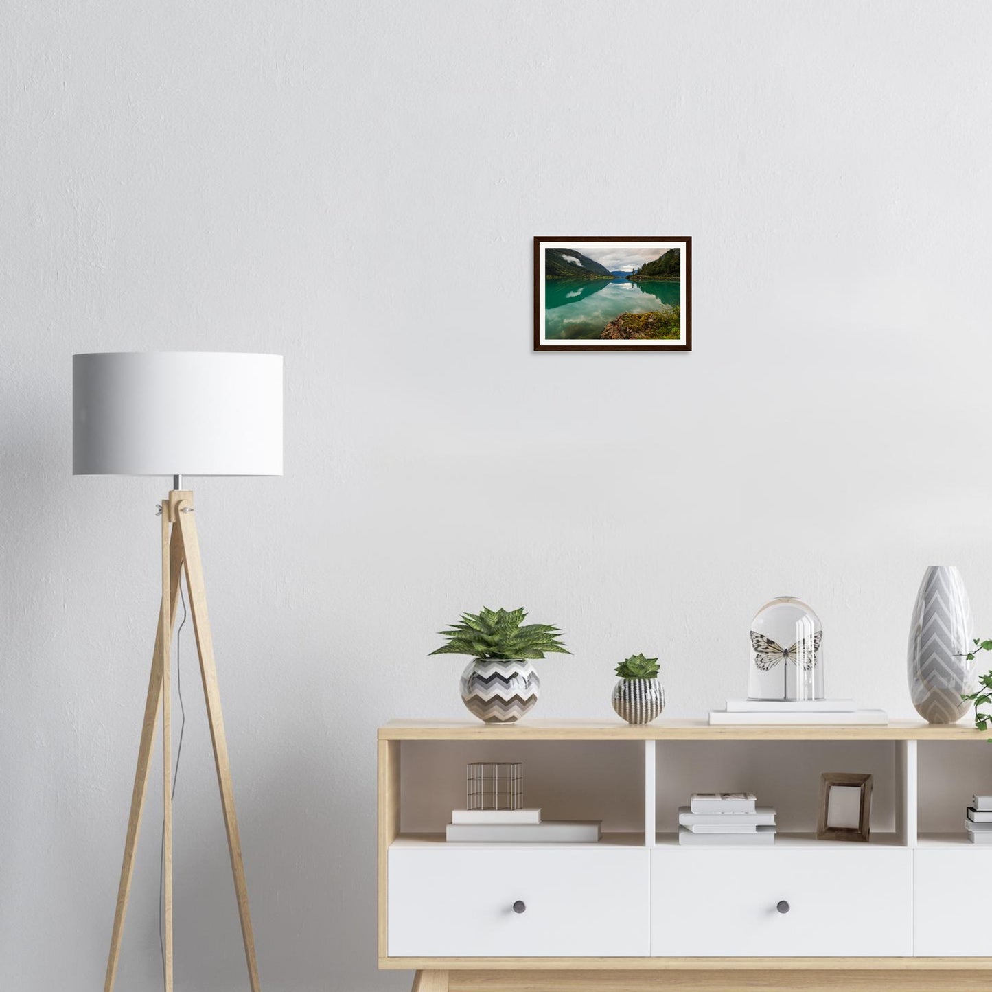 Framed landscape print of Oldevatnet Lake Norway scenery