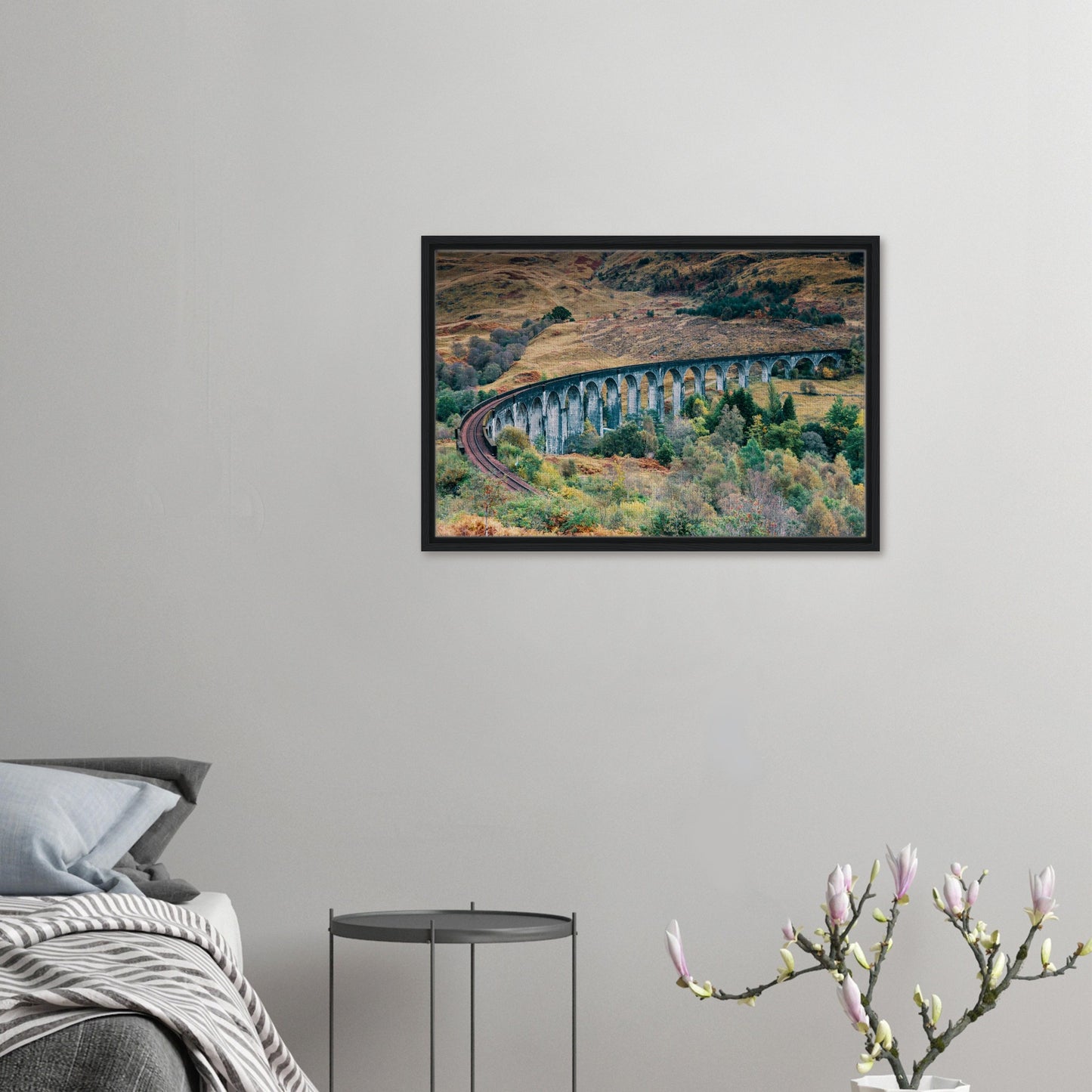 Highland hills and viaduct framed wall art