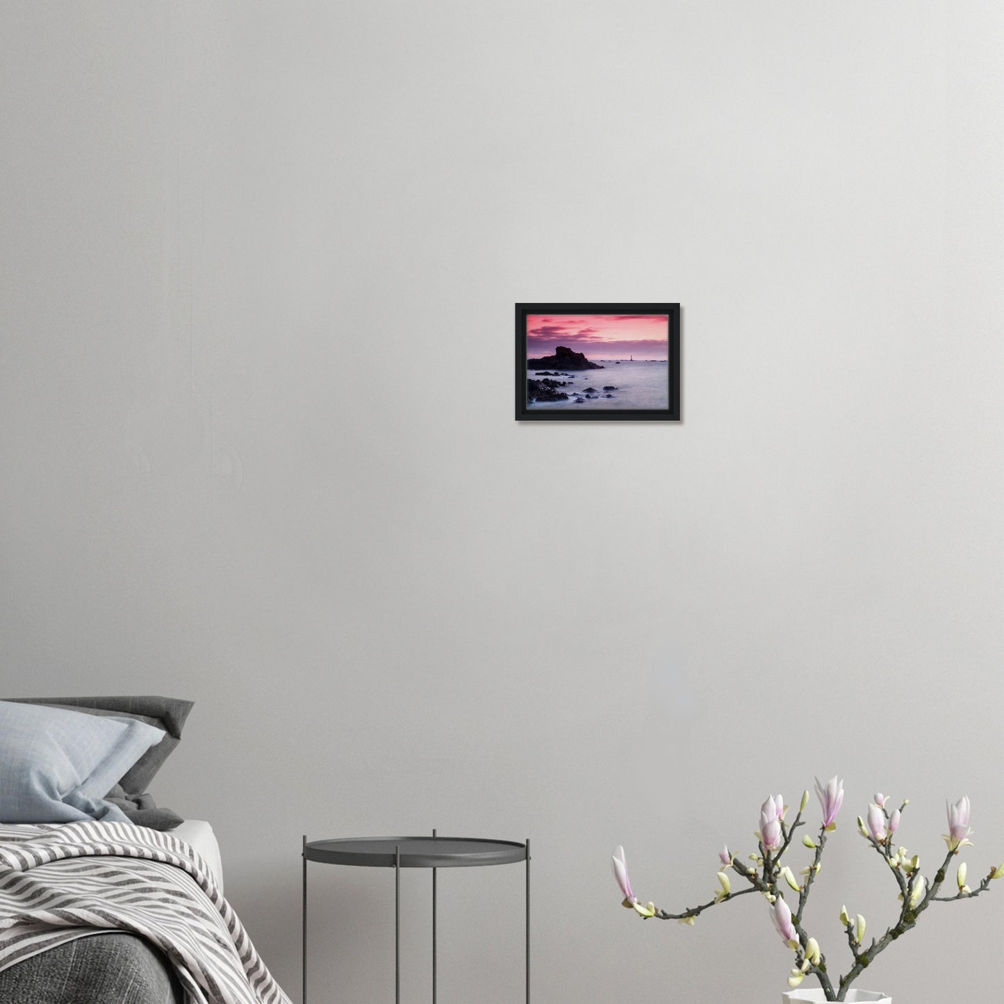 Shoreline rocks and serene sea at sunset in Guernsey print