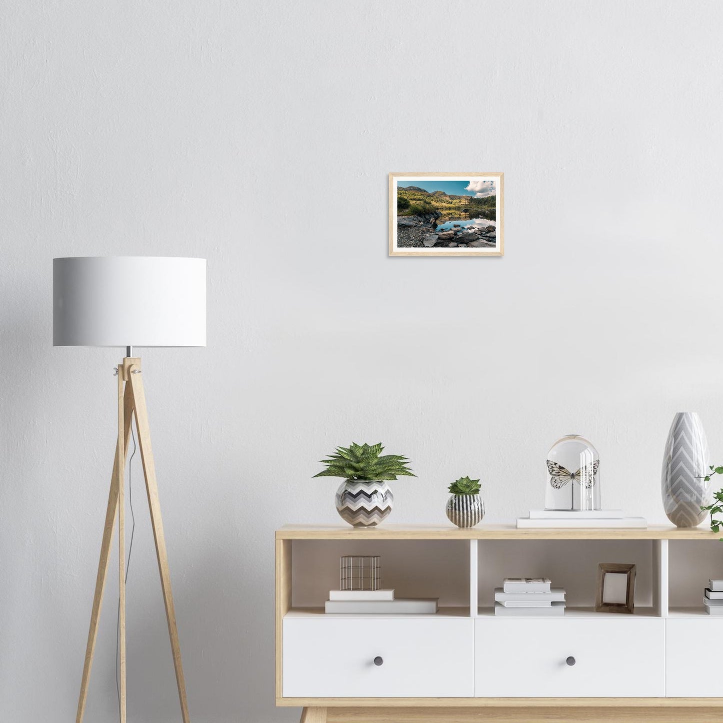 Rugged Welsh peaks above Llyn Llywelyn framed wall art