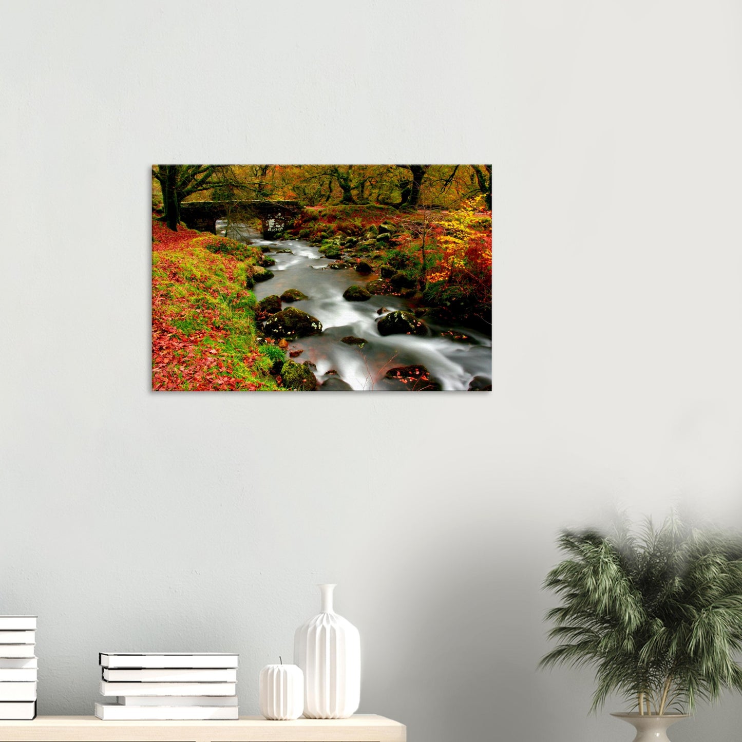 Vibrant autumn leaves by Burrator Reservoir in Devon