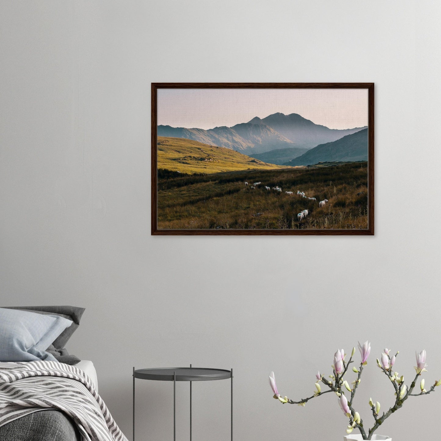 Calm countryside scene in Wales framed wall art