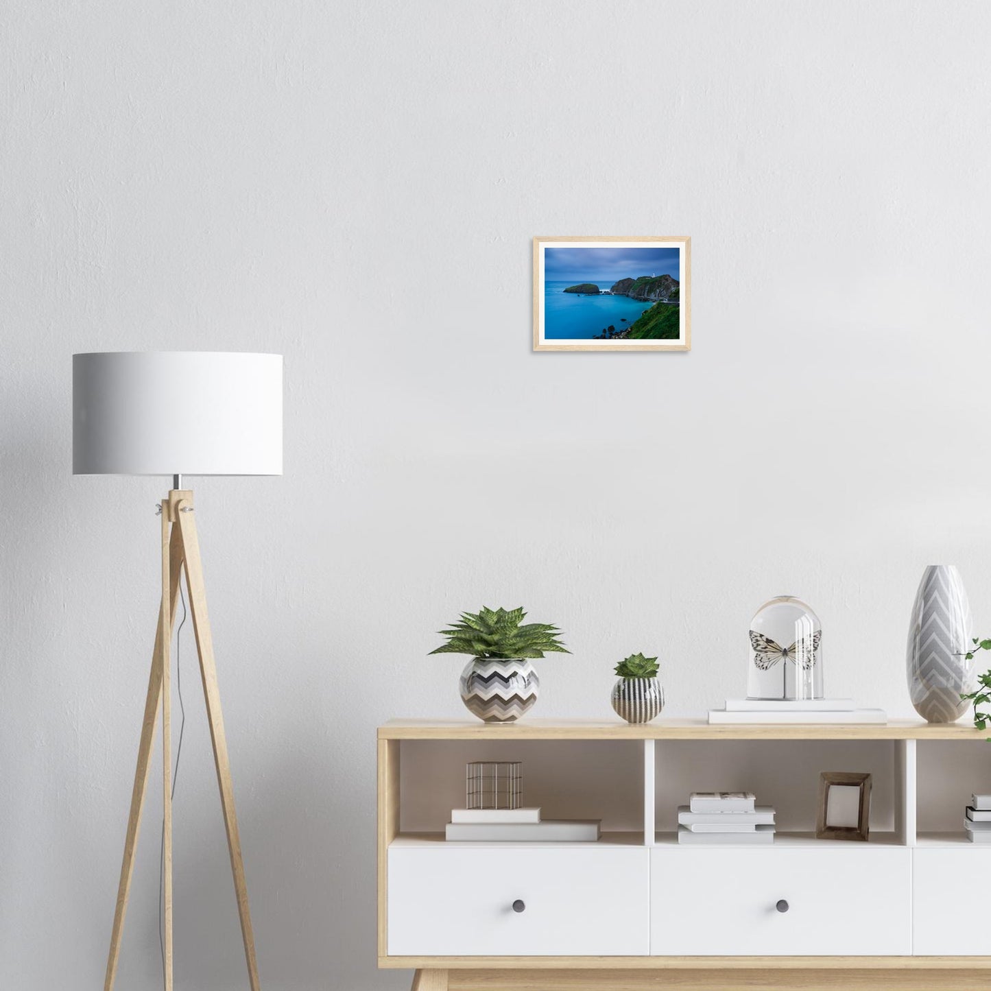 Twilight blue seascape of Lundy Island framed wall art