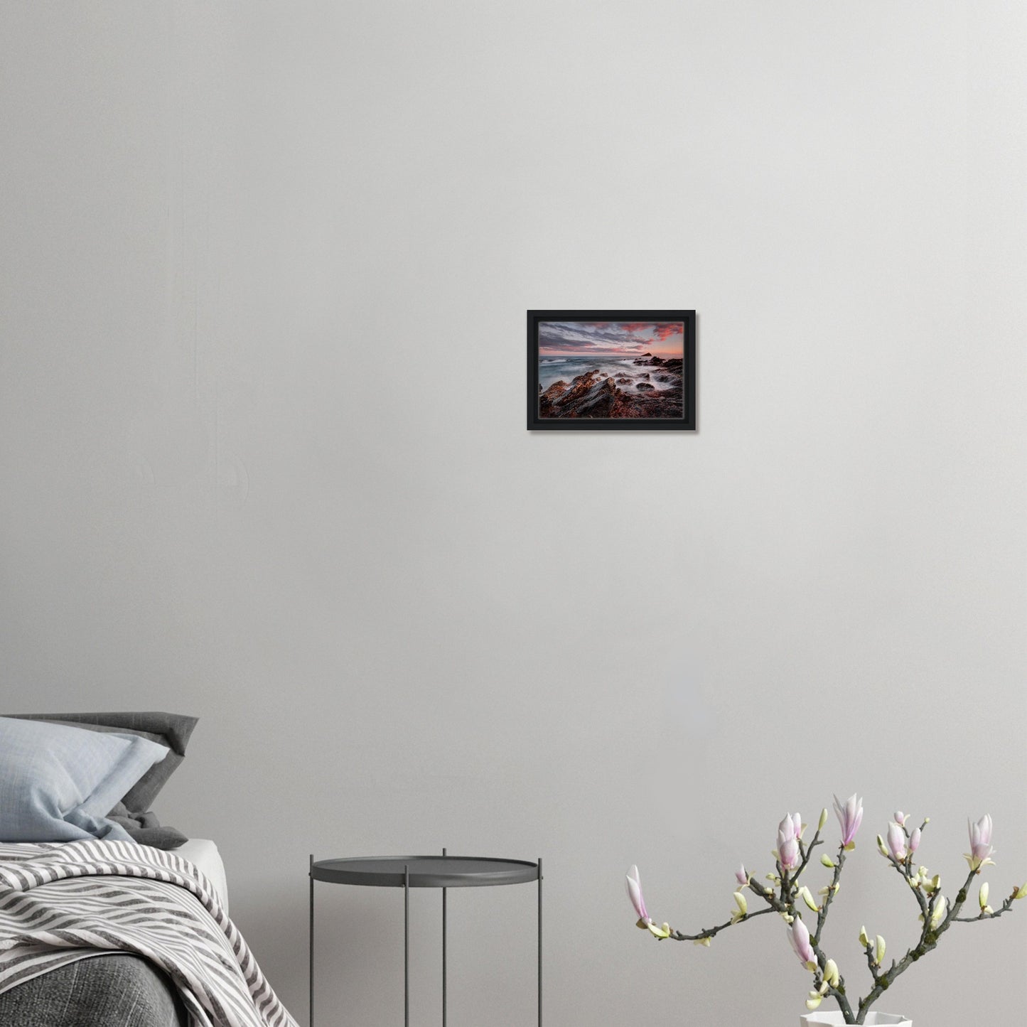 Dramatic coastal sunset framed canvas of Wembury Beach