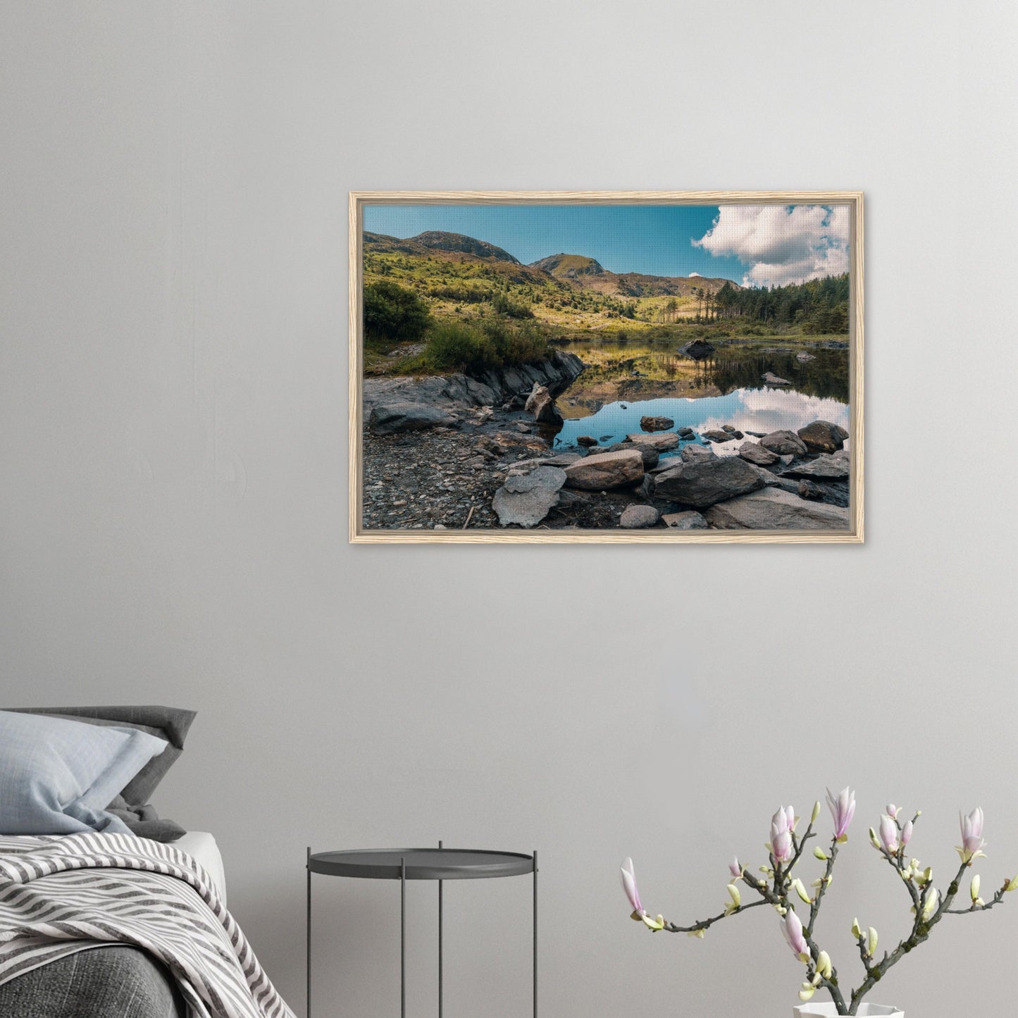 Scenic framed canvas of Snowdonia lake view