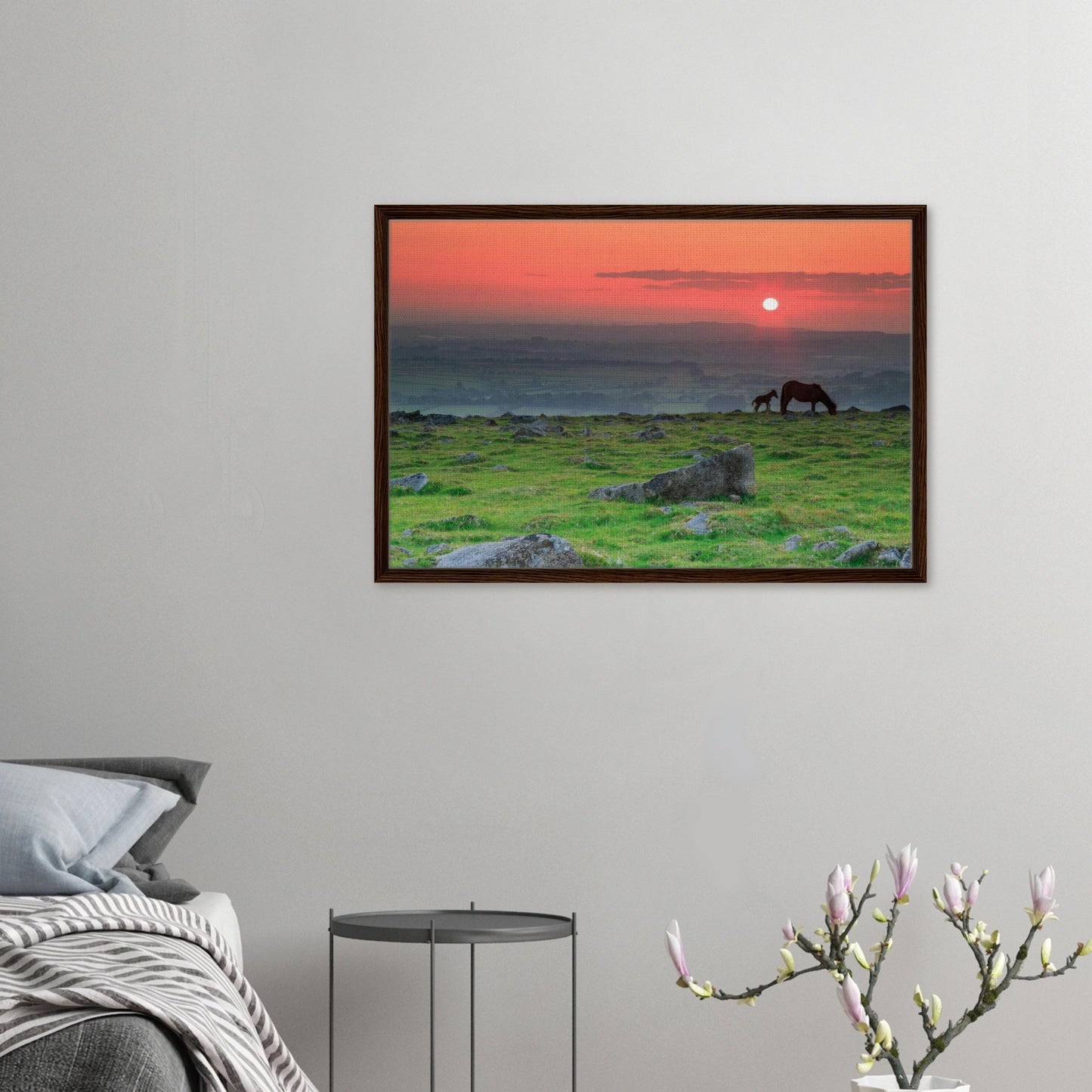 Canvas print of Dartmoor’s iconic ponies in golden light