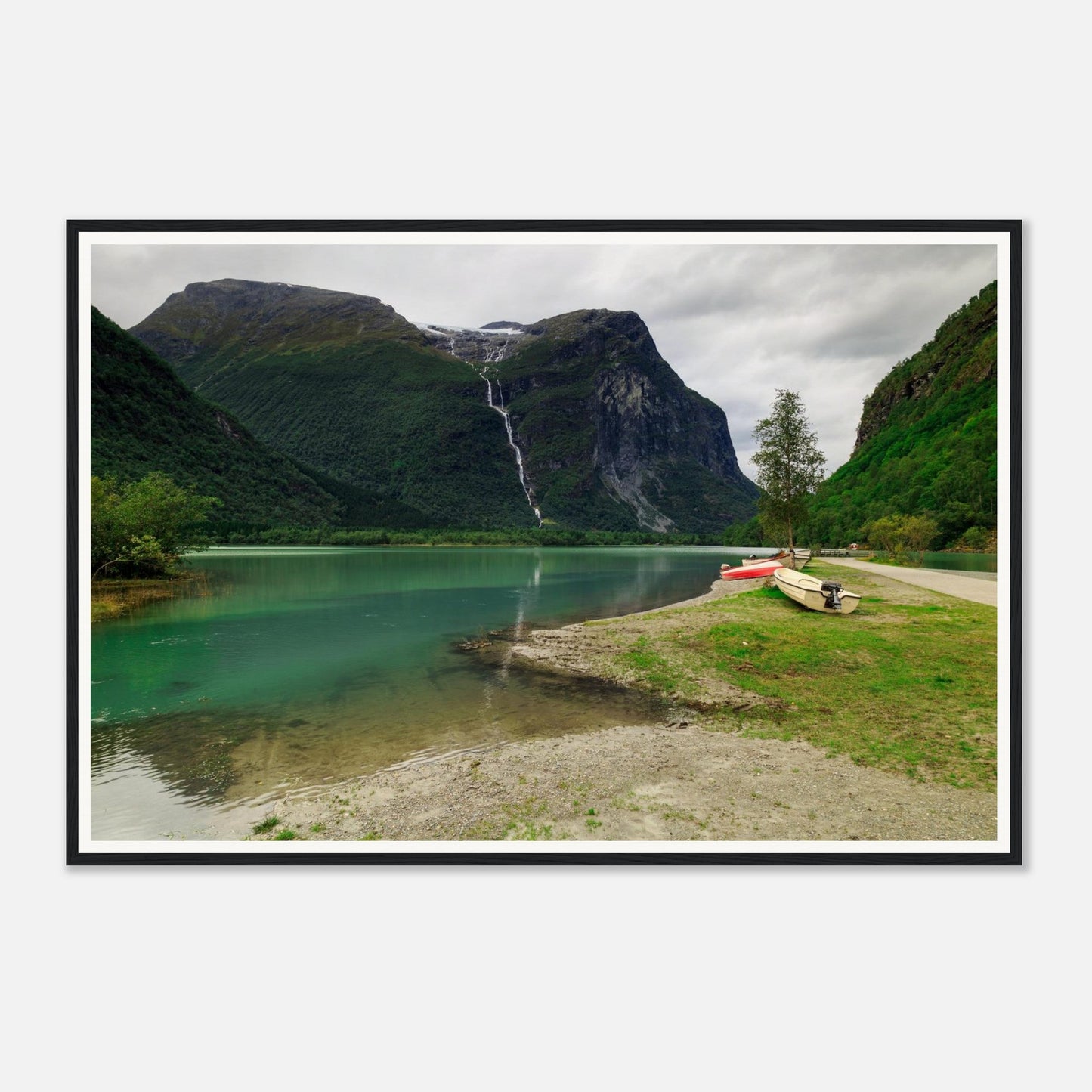 Scenic Norwegian framed wall art of Utigardsfossen cascade