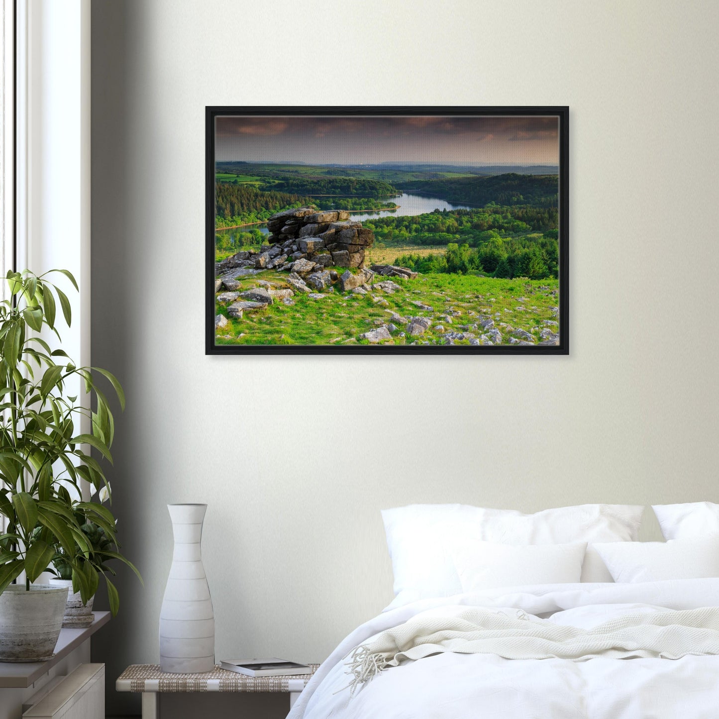 Dartmoor moorland tapestry of rocks, woods and hills